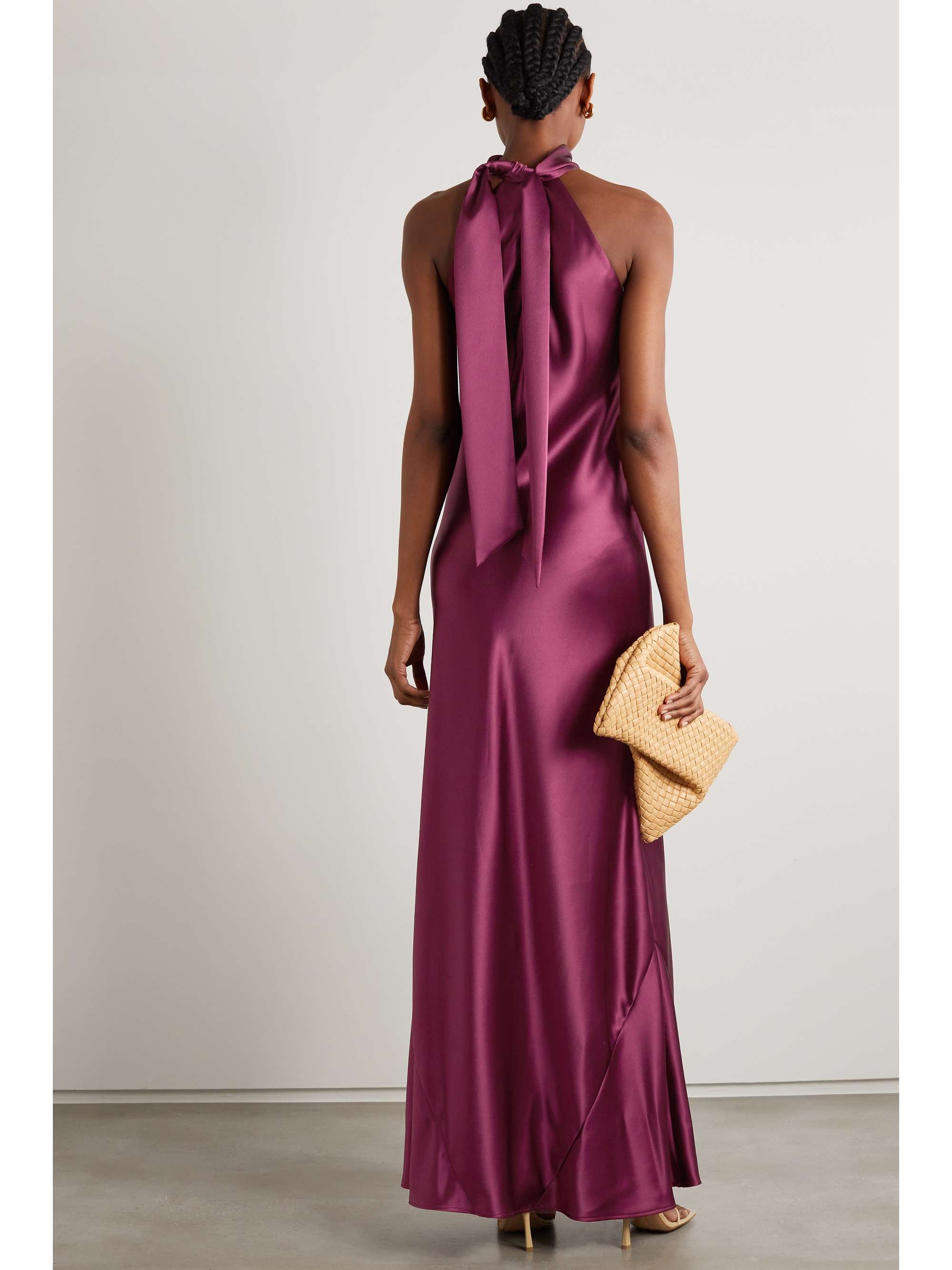 GALVAN Sienna satin halterneck gown
