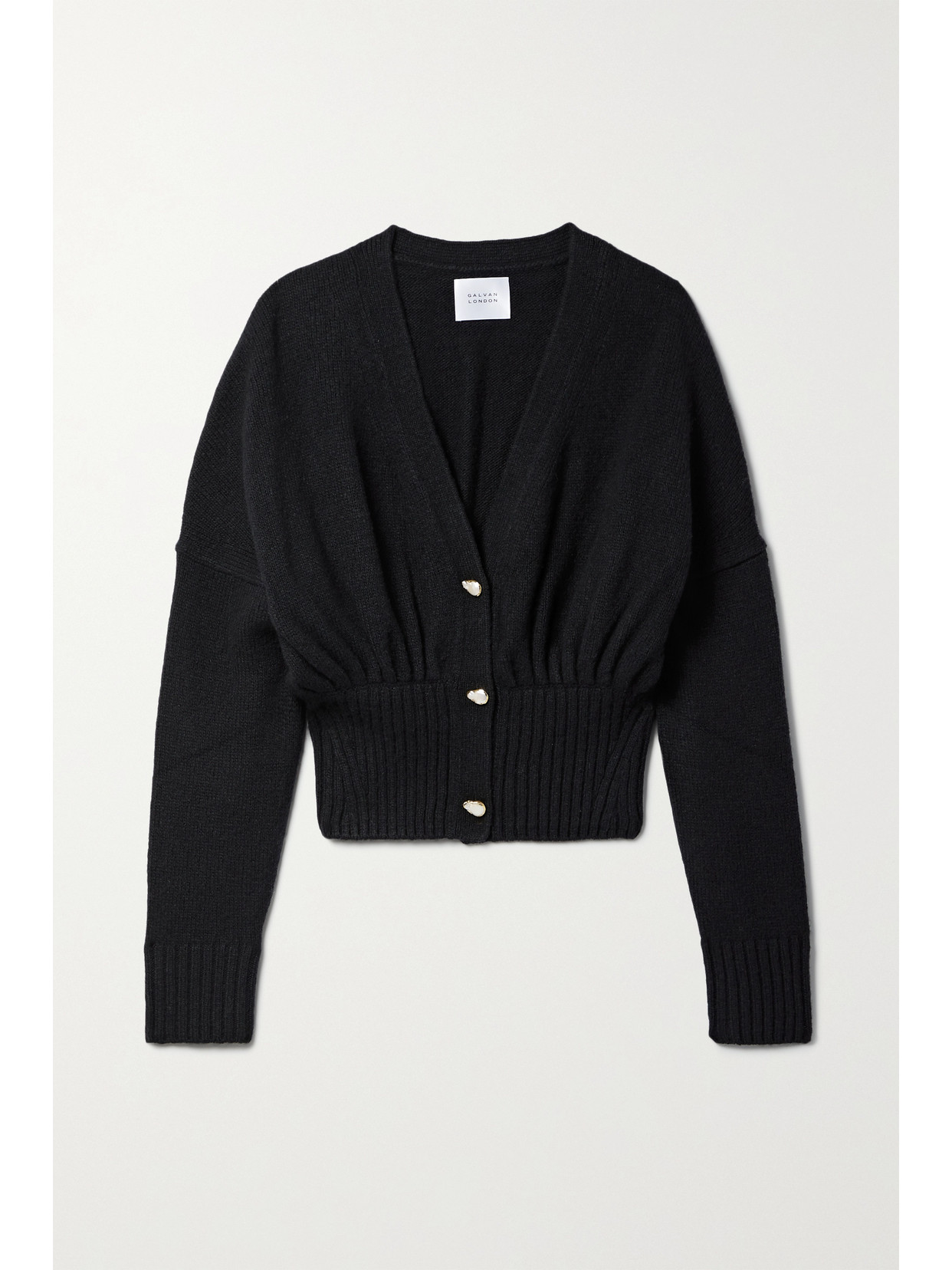 Galvan Luna Cropped Wool-blend Cardigan - Black