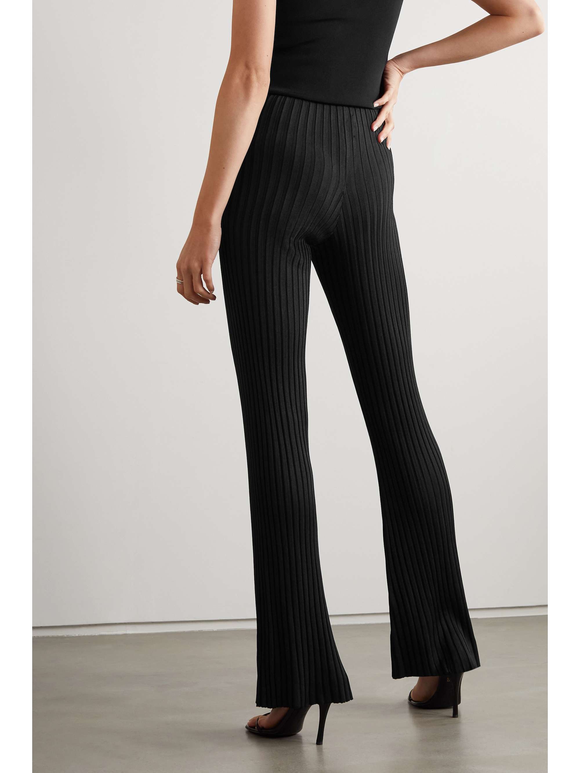 Black Rhea ribbed-knit straight-leg 