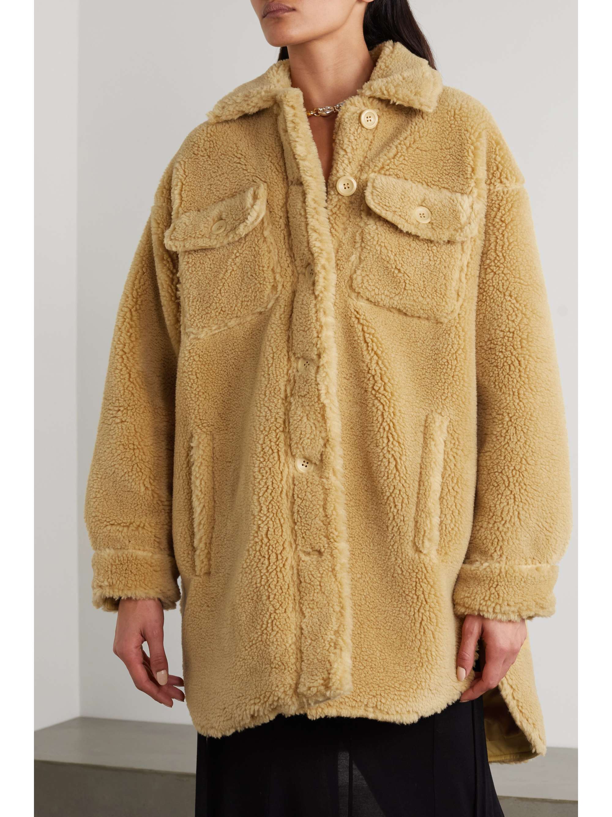 STAND STUDIO Sabi oversized faux shearling jacket NETAPORTER