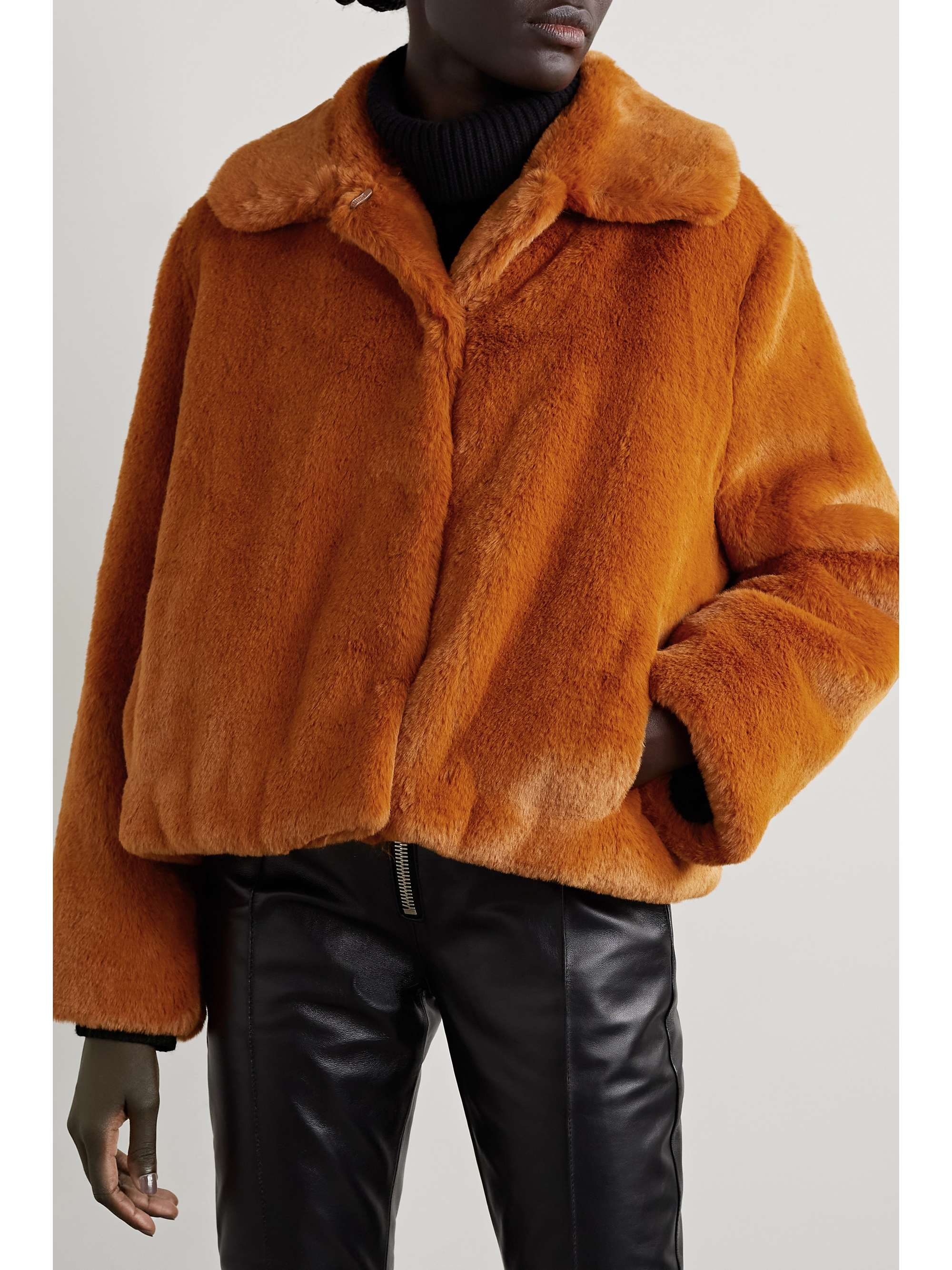 stand faux fur jacket