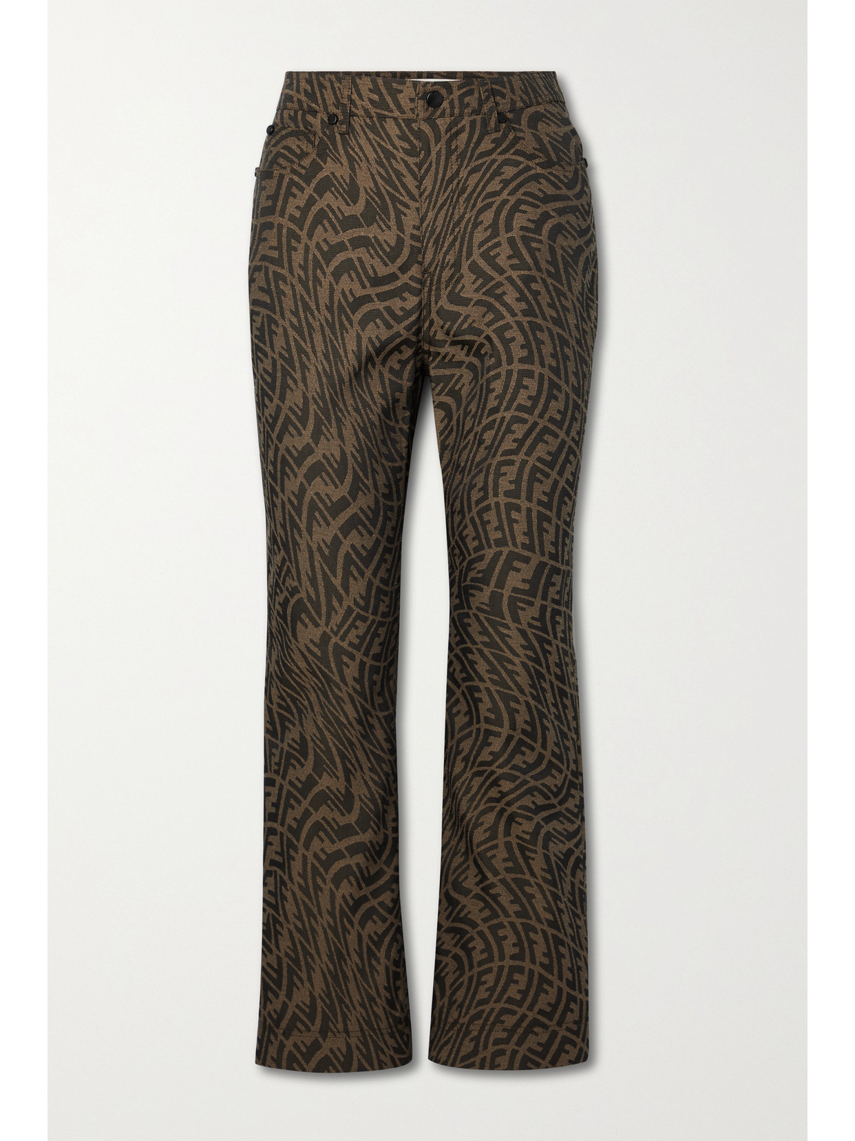 Fendi Jacquard Flared Pants In Brown