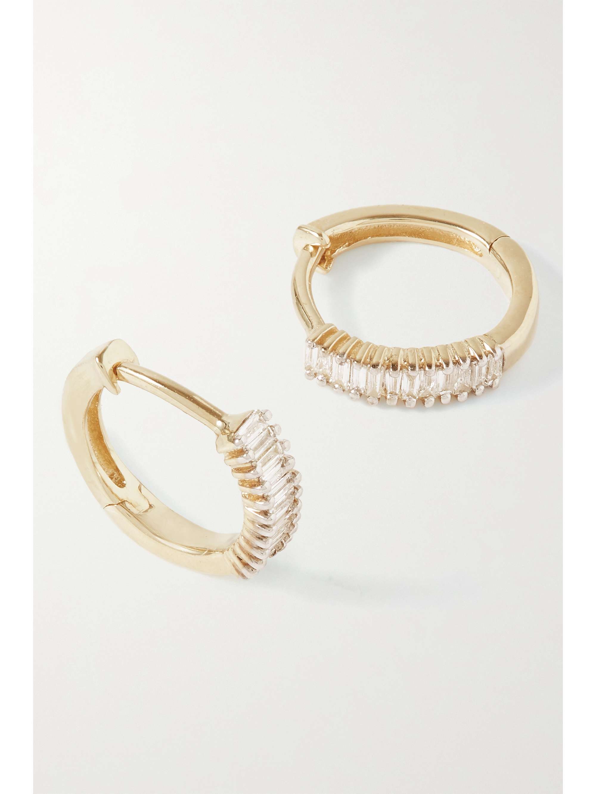 STONE AND STRAND Up and Down gold diamond hoop earrings