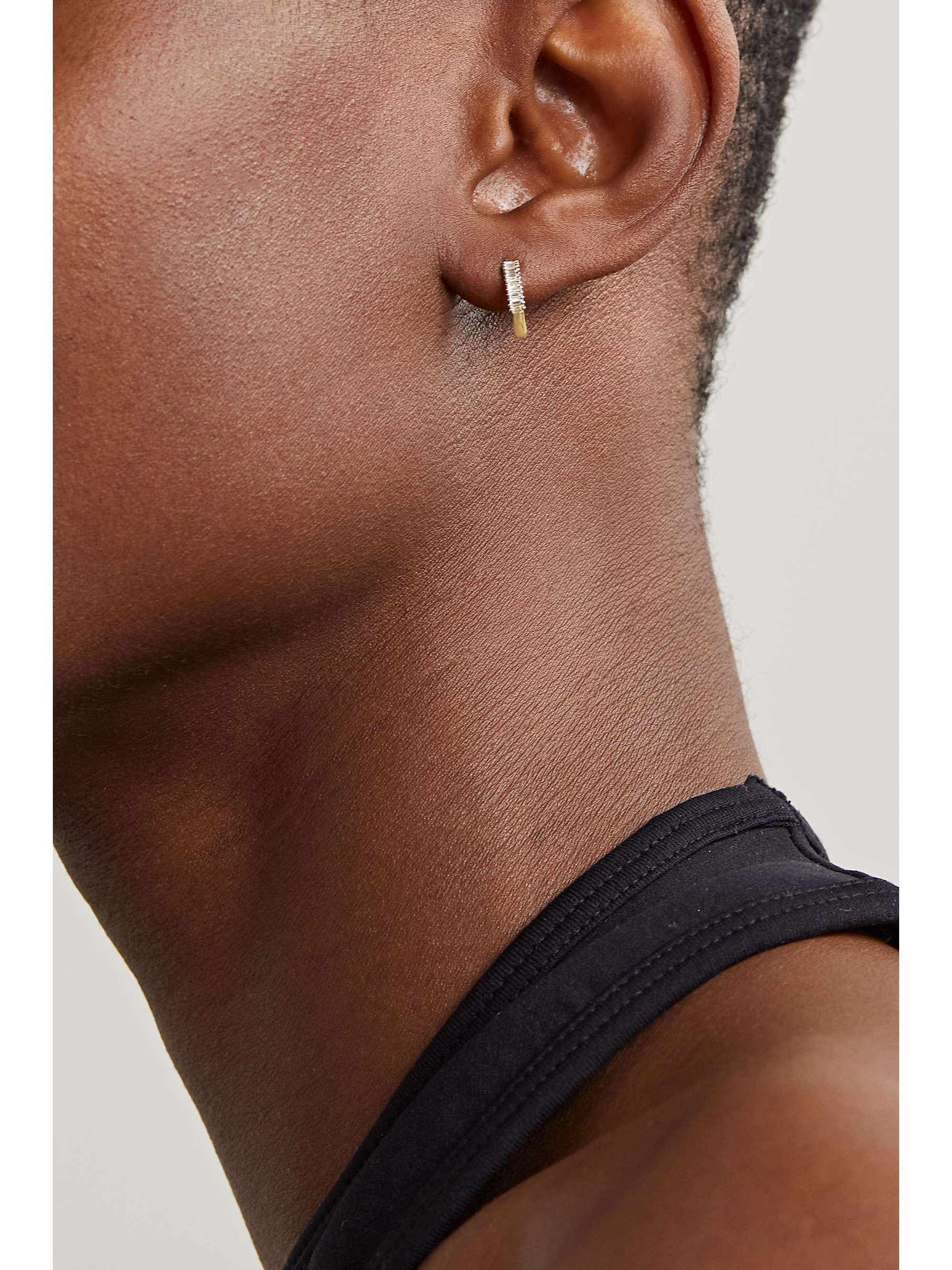 STONE AND STRAND Up and Down gold diamond hoop earrings