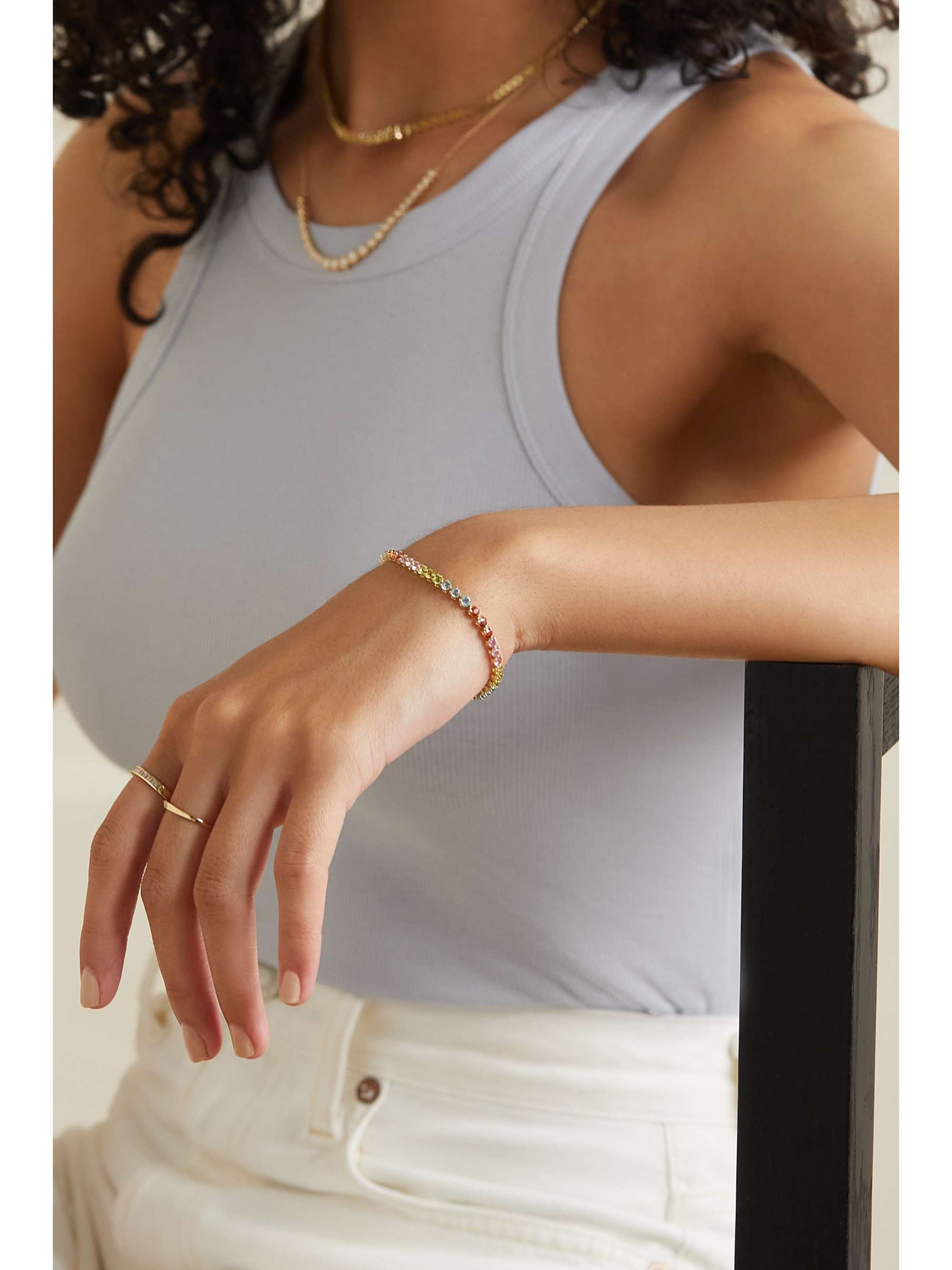 STONE AND STRAND Rainbow Bright 10karat gold multistone bracelet