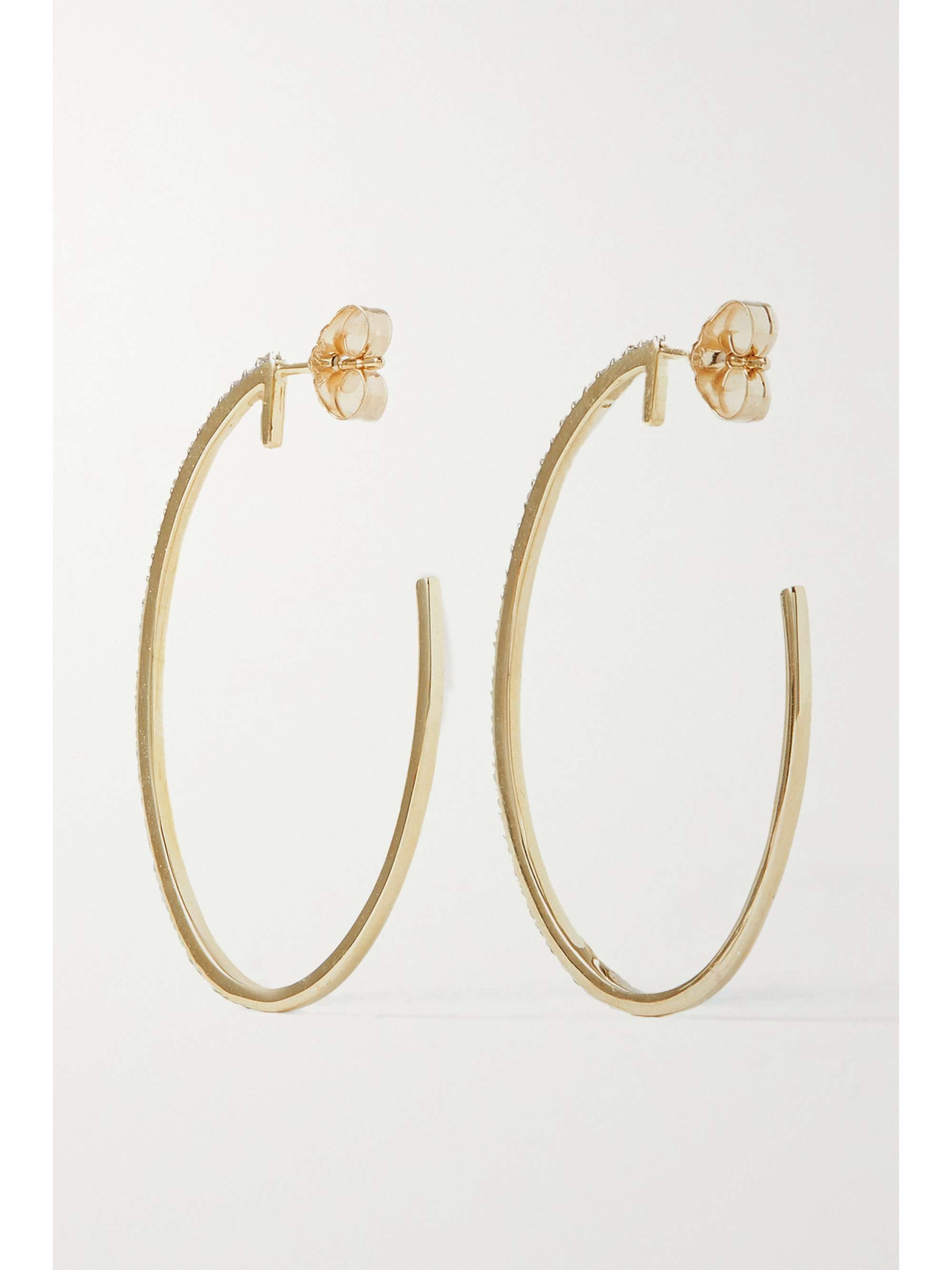 Gold Xl 10 Karat Gold Diamond Hoop Earrings Stone And Strand Net A Porter