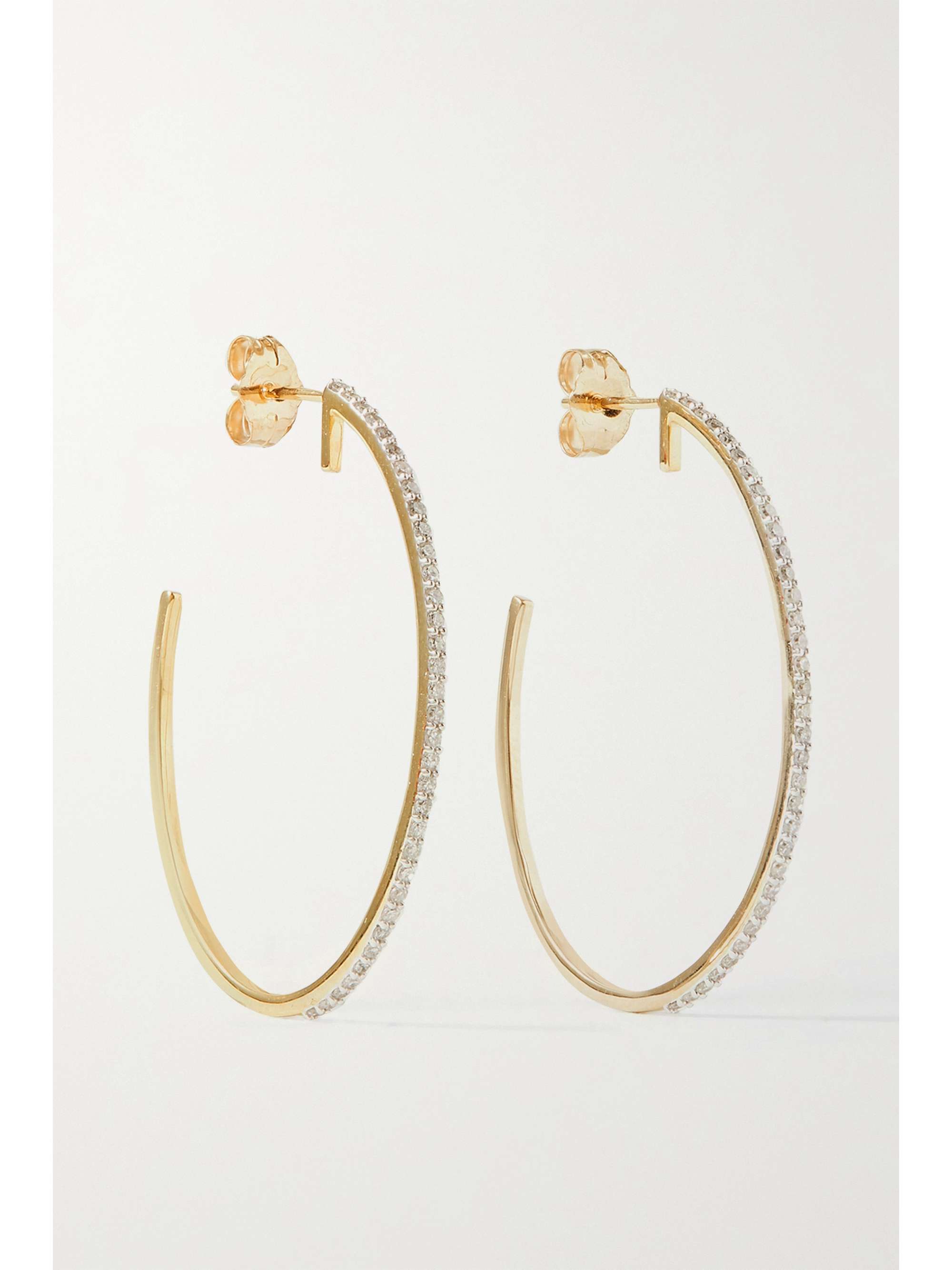 Gold Xl 10 Karat Gold Diamond Hoop Earrings Stone And Strand Net A Porter
