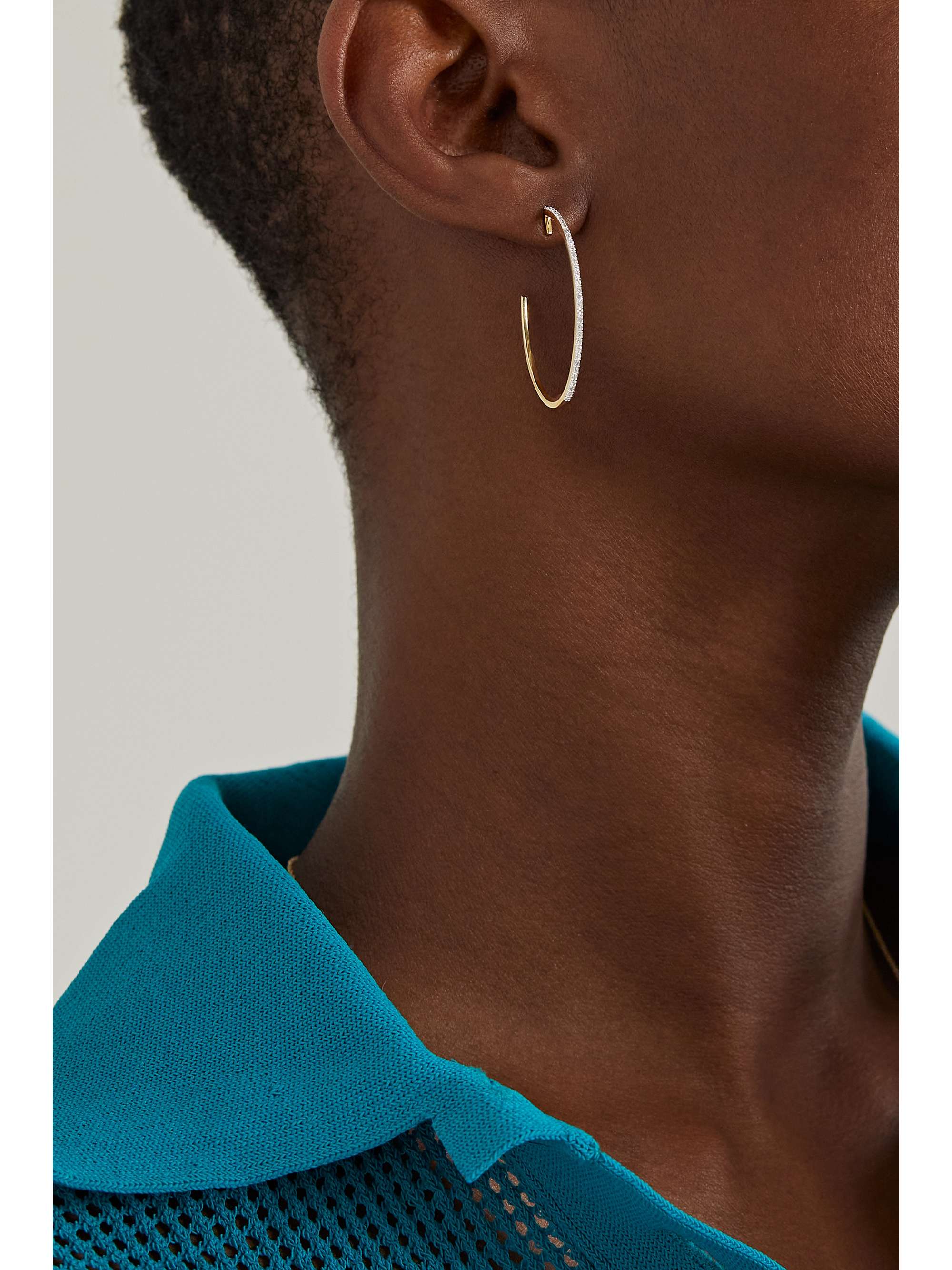 Gold Xl 10 Karat Gold Diamond Hoop Earrings Stone And Strand Net A Porter