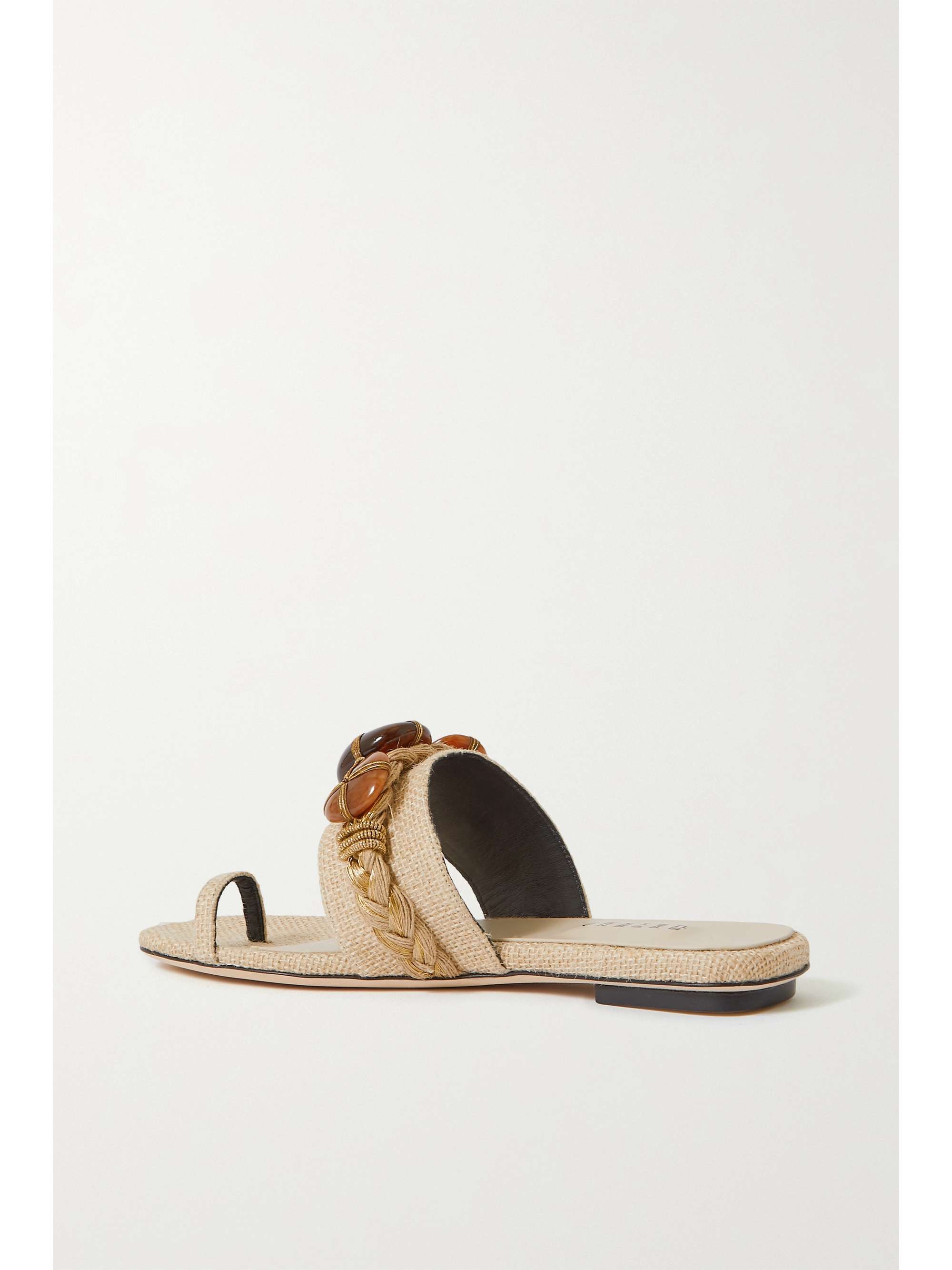 SERENA UZIYEL Delphine embellished metallic braided jute sandals