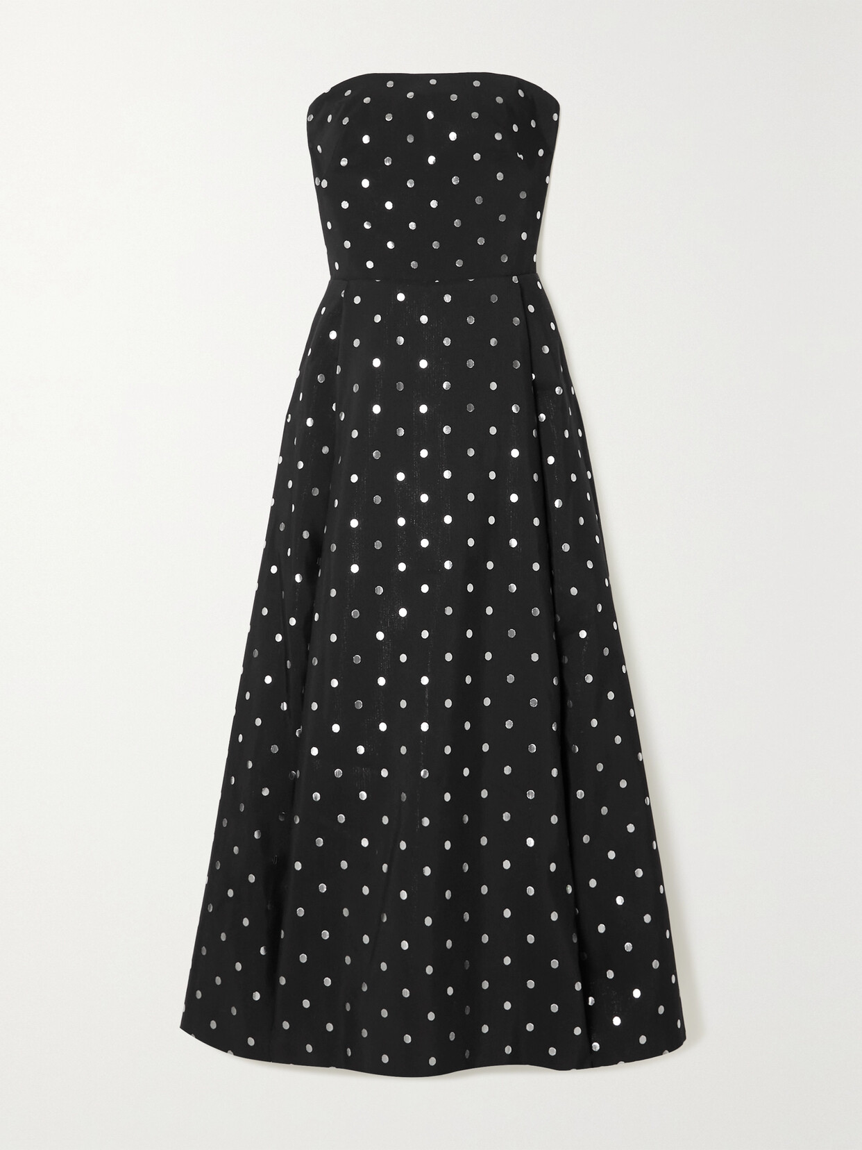 RASARIO - Strapless Polka-dot Jacquard Midi Dress - Black