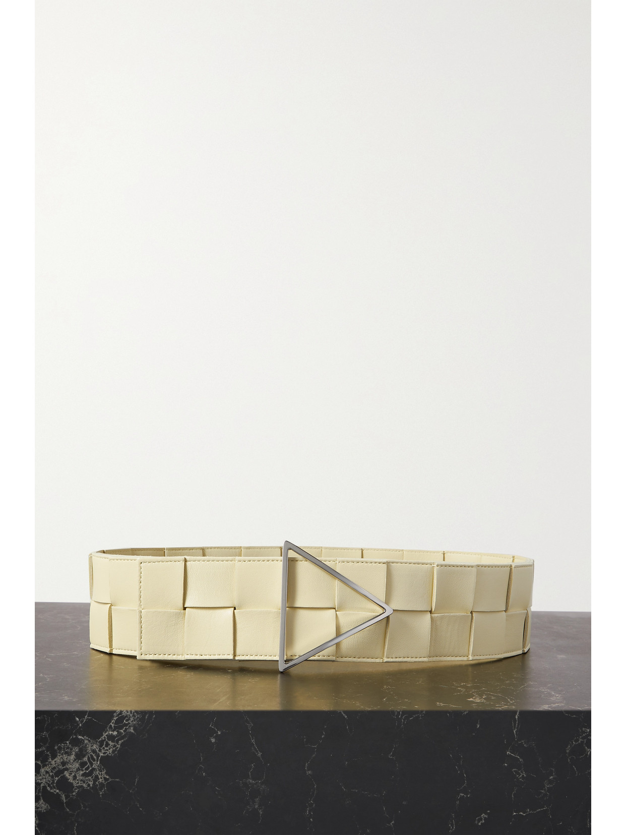 Bottega Veneta Intrecciato Leather Waist Belt In Pastel Yellow