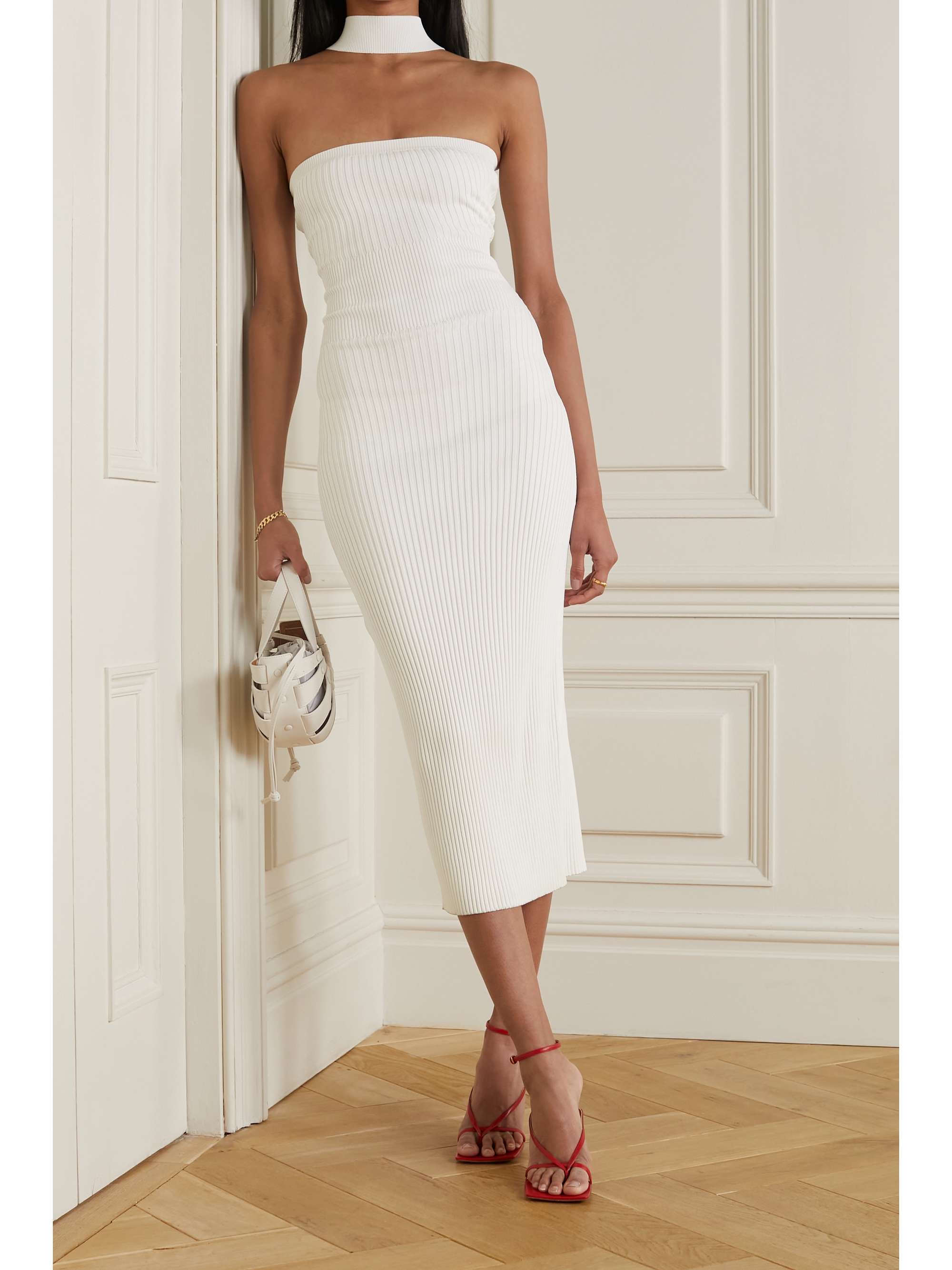 Selena cutout ribbed-knit midi dress 