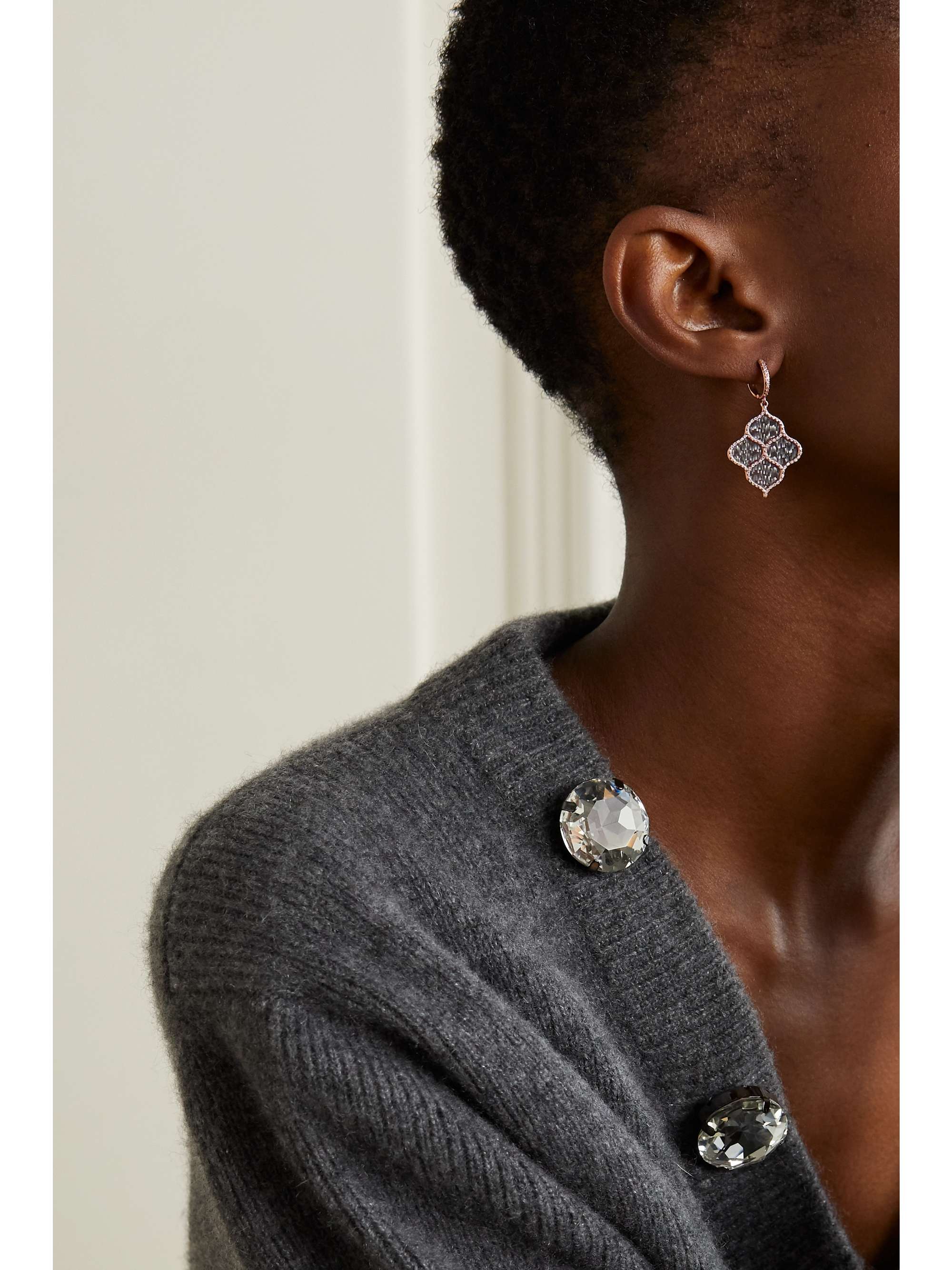 BOGHOSSIAN 18-karat rose gold, titanium fiber and diamond earrings