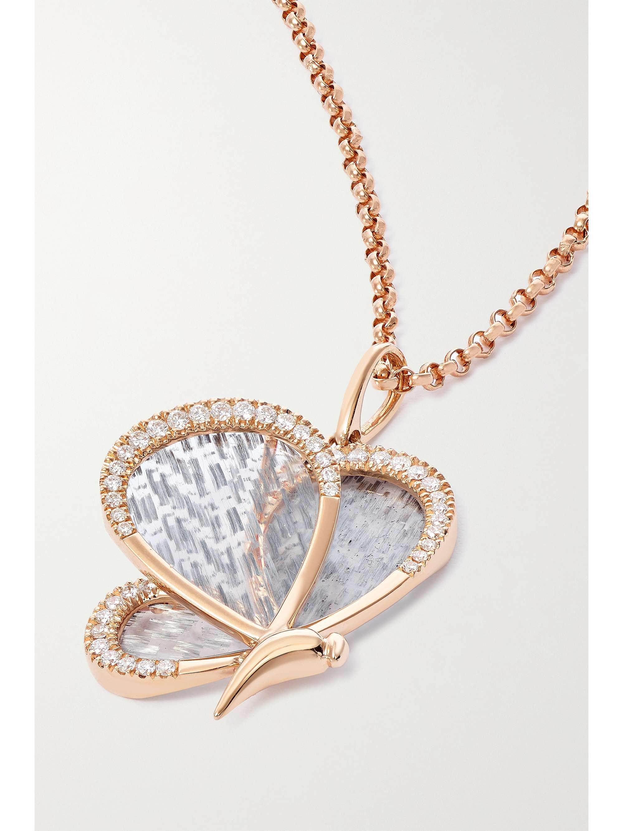 BOGHOSSIAN 18-karat rose gold, titanium fiber and diamond necklace