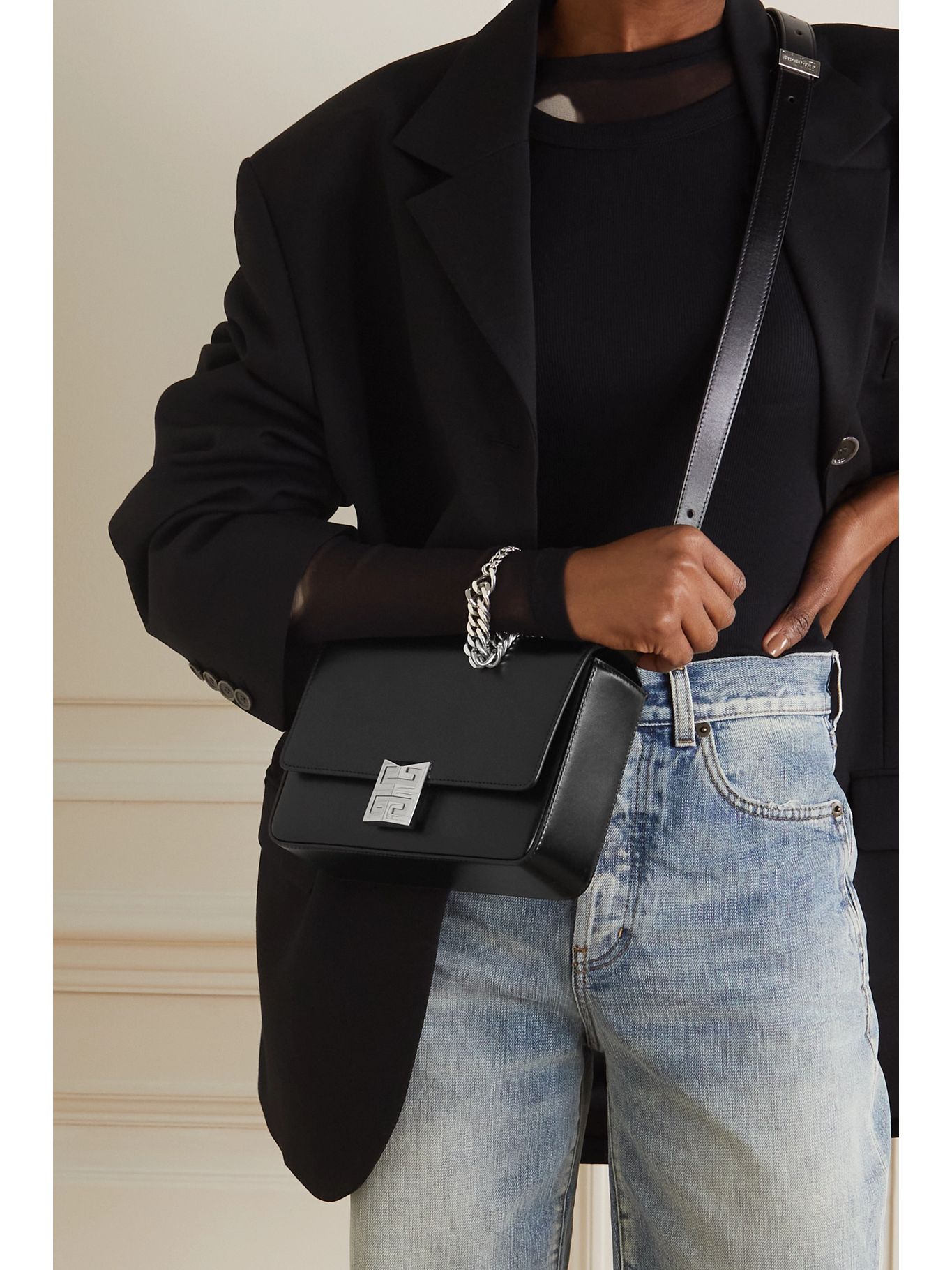 Black 4G small leather shoulder bag GIVENCHY NETAPORTER