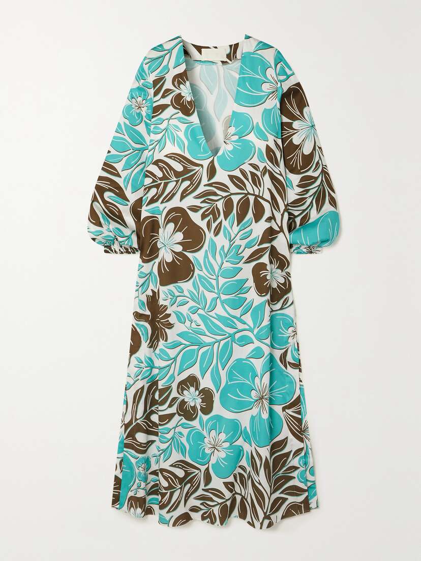 Racil Floral-print Cotton-voile Maxi Dress And Soft-cup Triangle Bra Set