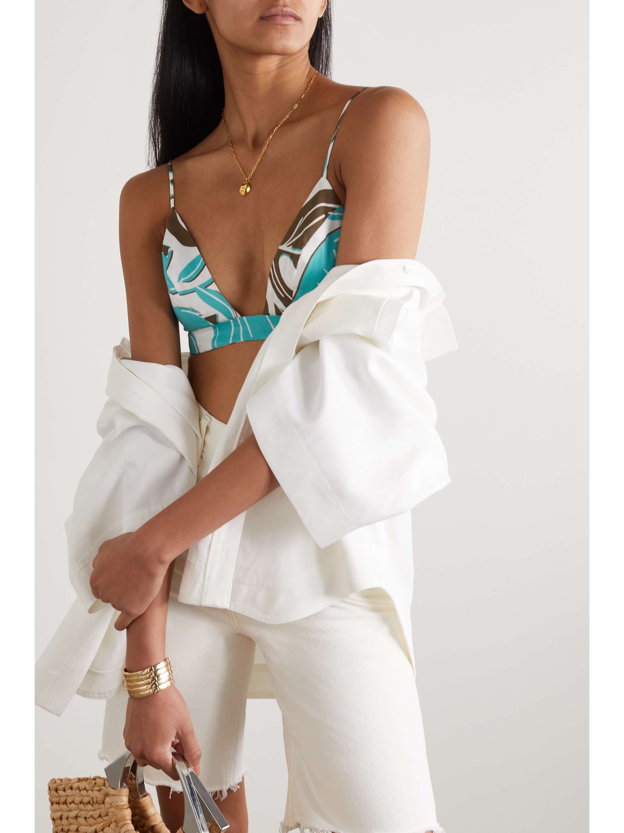 RACIL Floral-print cotton-voile maxi dress and soft-cup triangle bra set