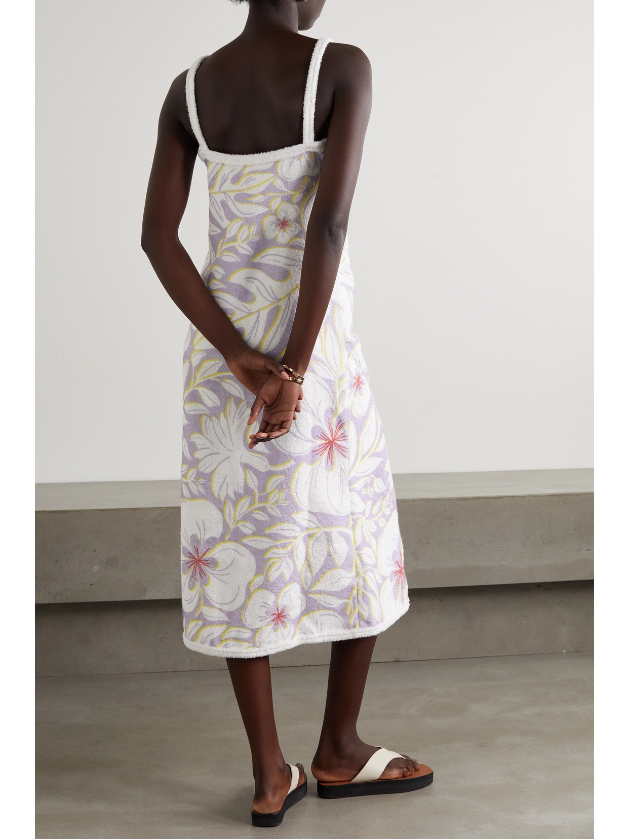 Racil Floral-print Cotton-terry Wrap Midi Dress In Lilac