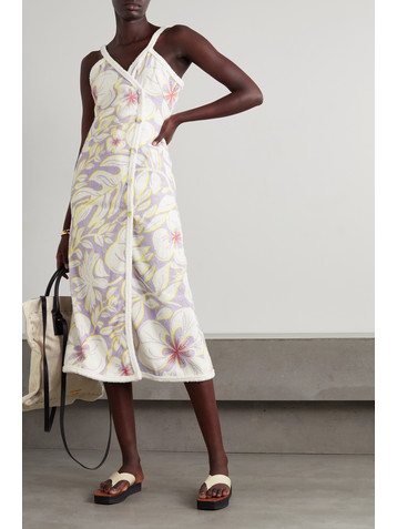 RACIL Floral-print cotton-terry wrap midi dress