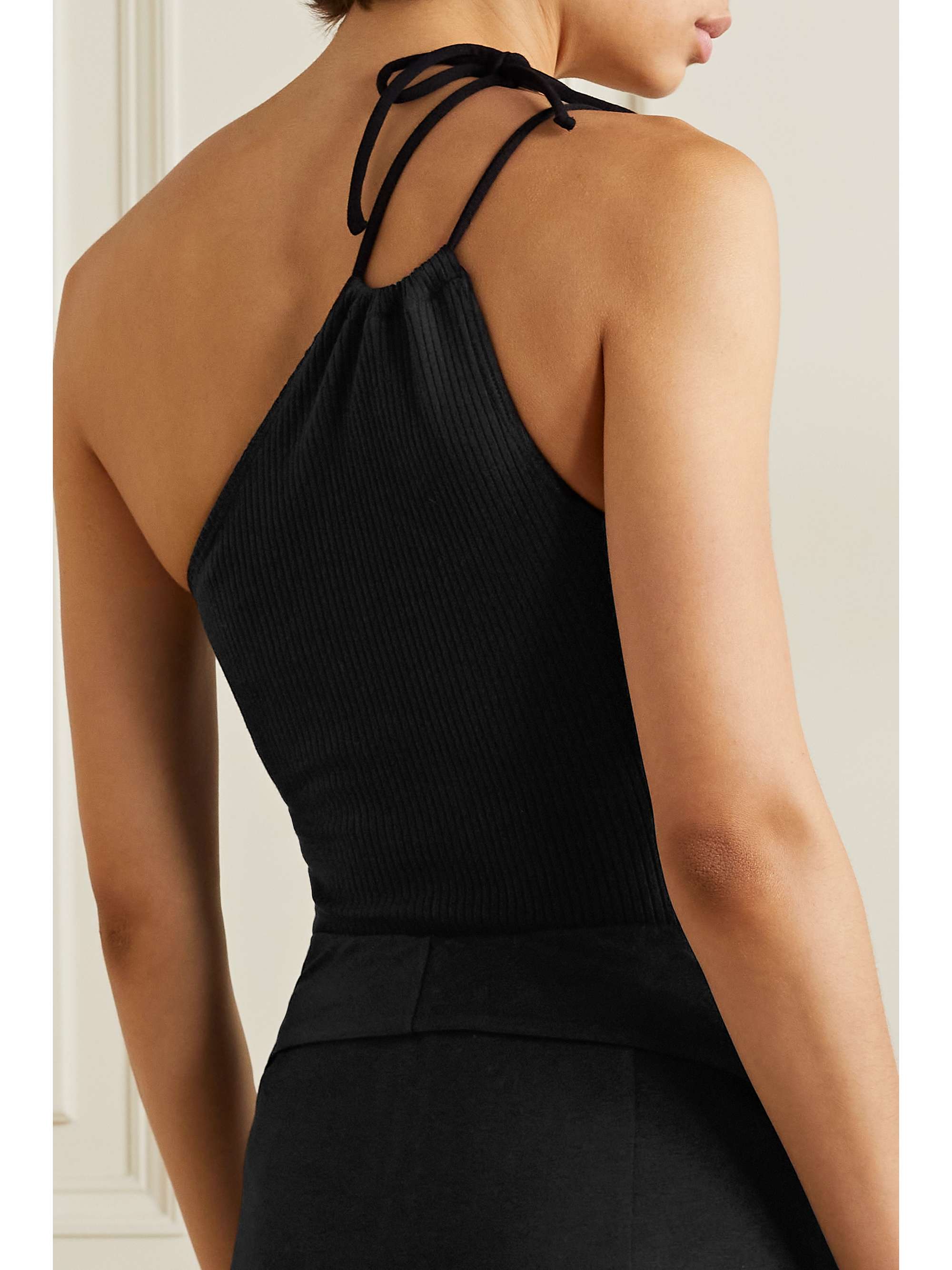 THE RANGE Alloy one-shoulder ribbed stretch-knit top