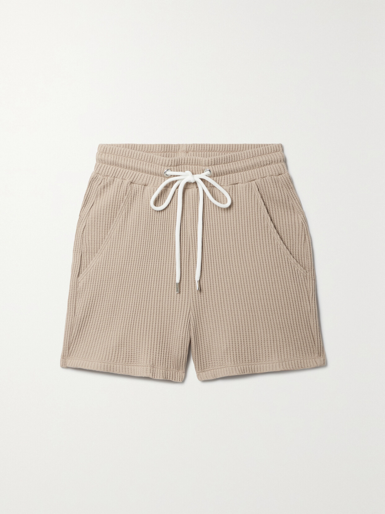 The Range Jumbo Stark Waffle-knit Stretch-cotton Shorts In Neutrals