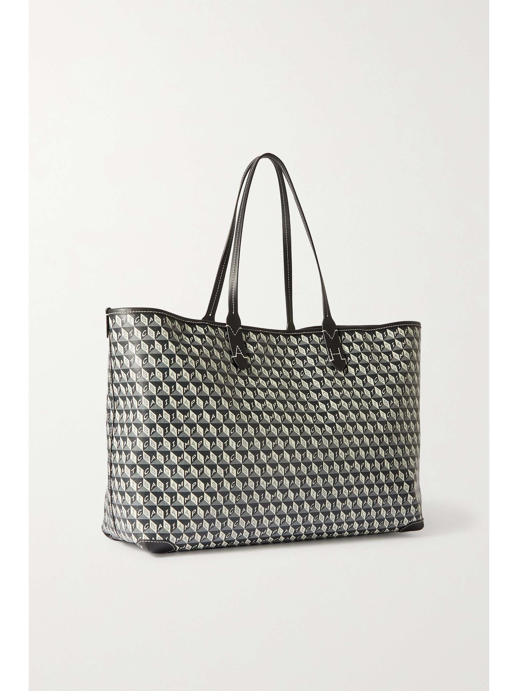 ANYA HINDMARCH + NET SUSTAIN I Am A Plastic Bag large leather-trimmed printed coated-canvas tote