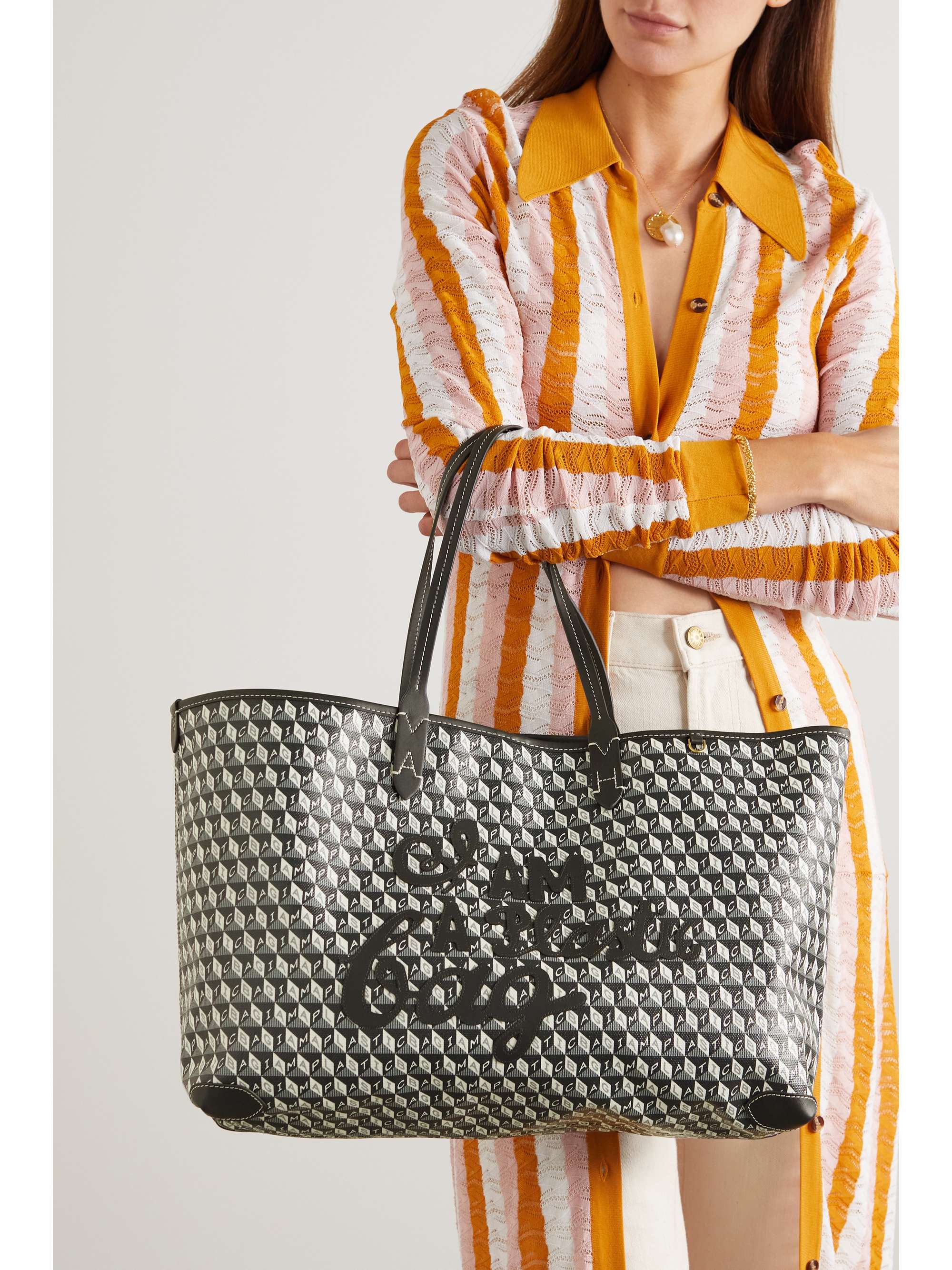 ANYA HINDMARCH + NET SUSTAIN I Am A Plastic Bag large leather-trimmed printed coated-canvas tote