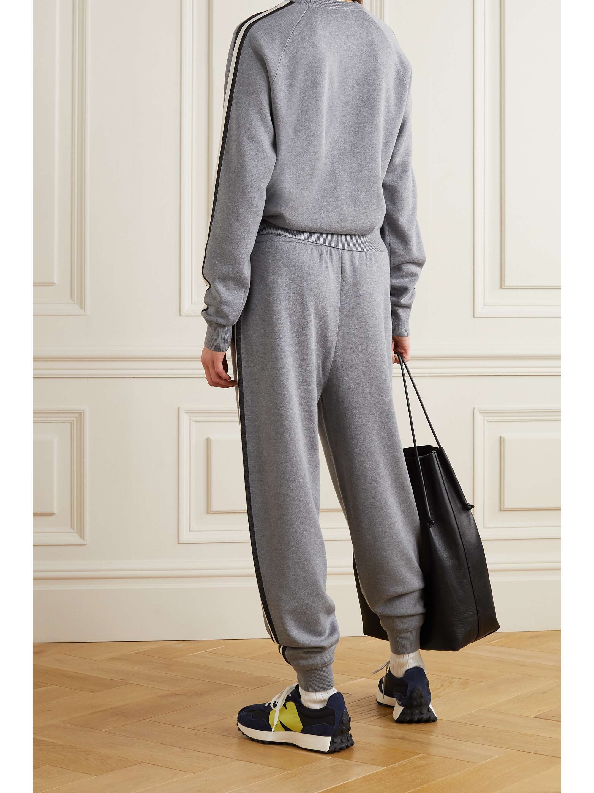 OLIVIA VON HALLE Missy London striped silk-blend sweatshirt and track pants set