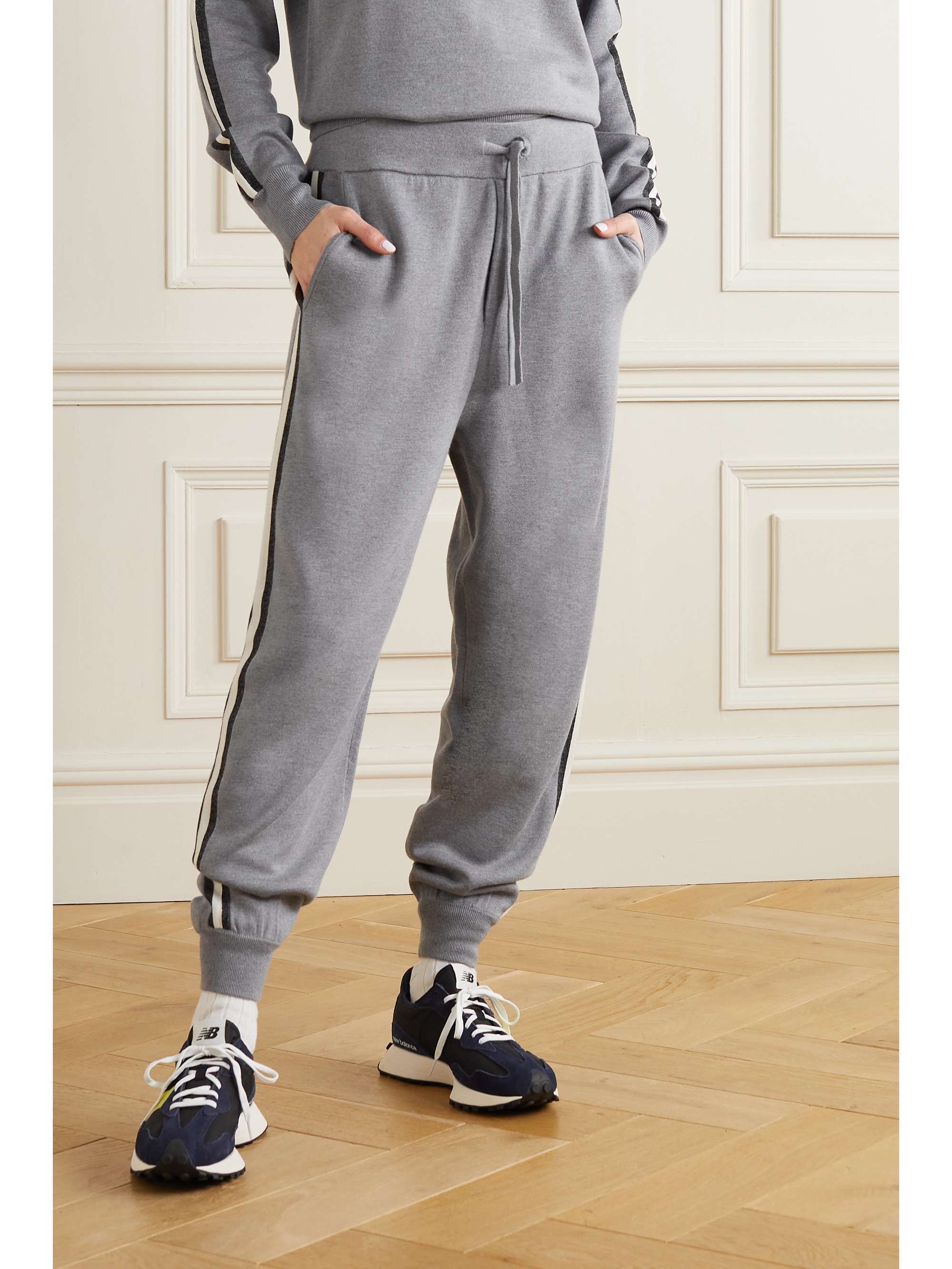 OLIVIA VON HALLE Missy London striped silk-blend sweatshirt and track pants set