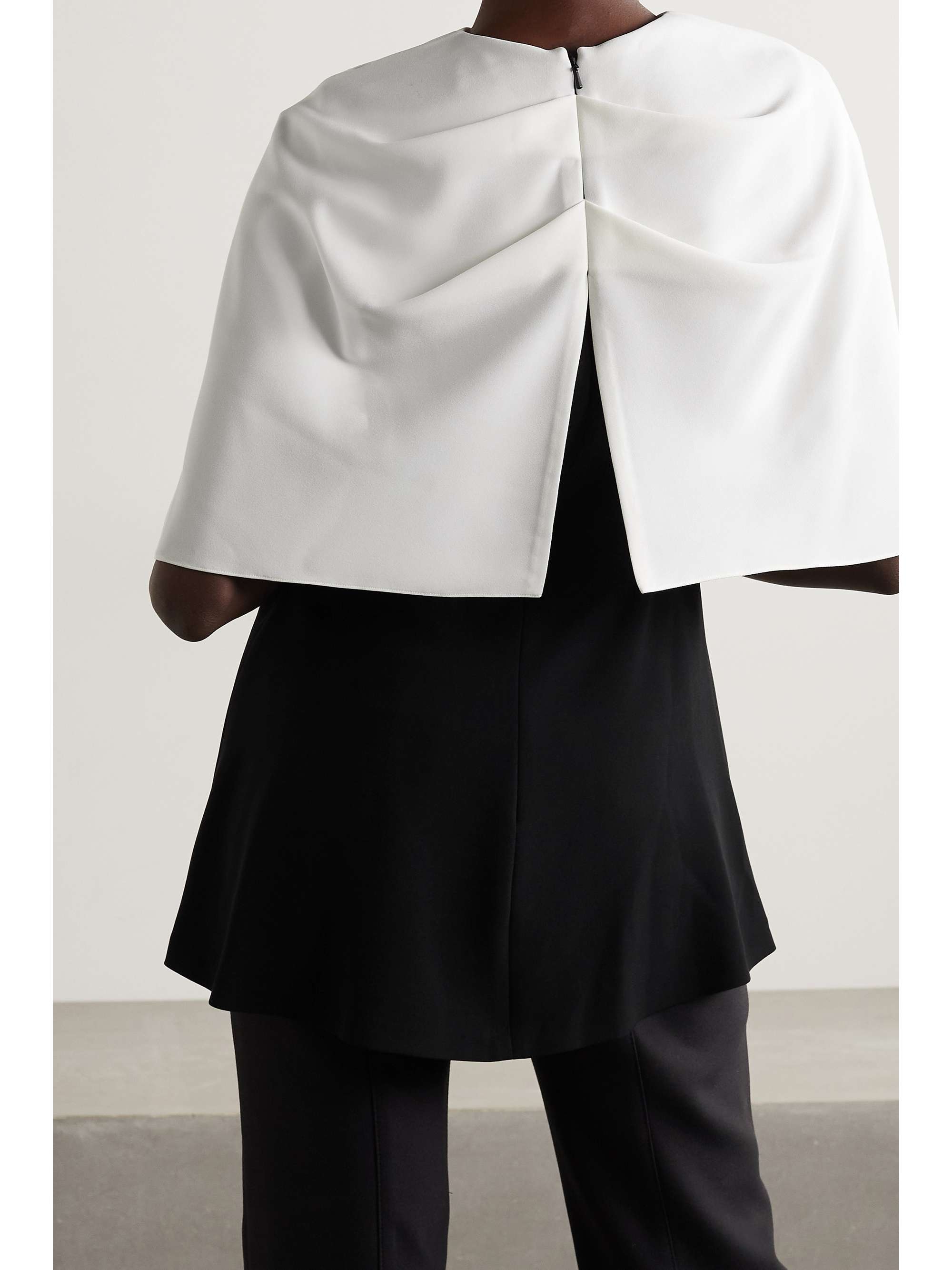 LELA ROSE Cape-effect two-tone crepe top