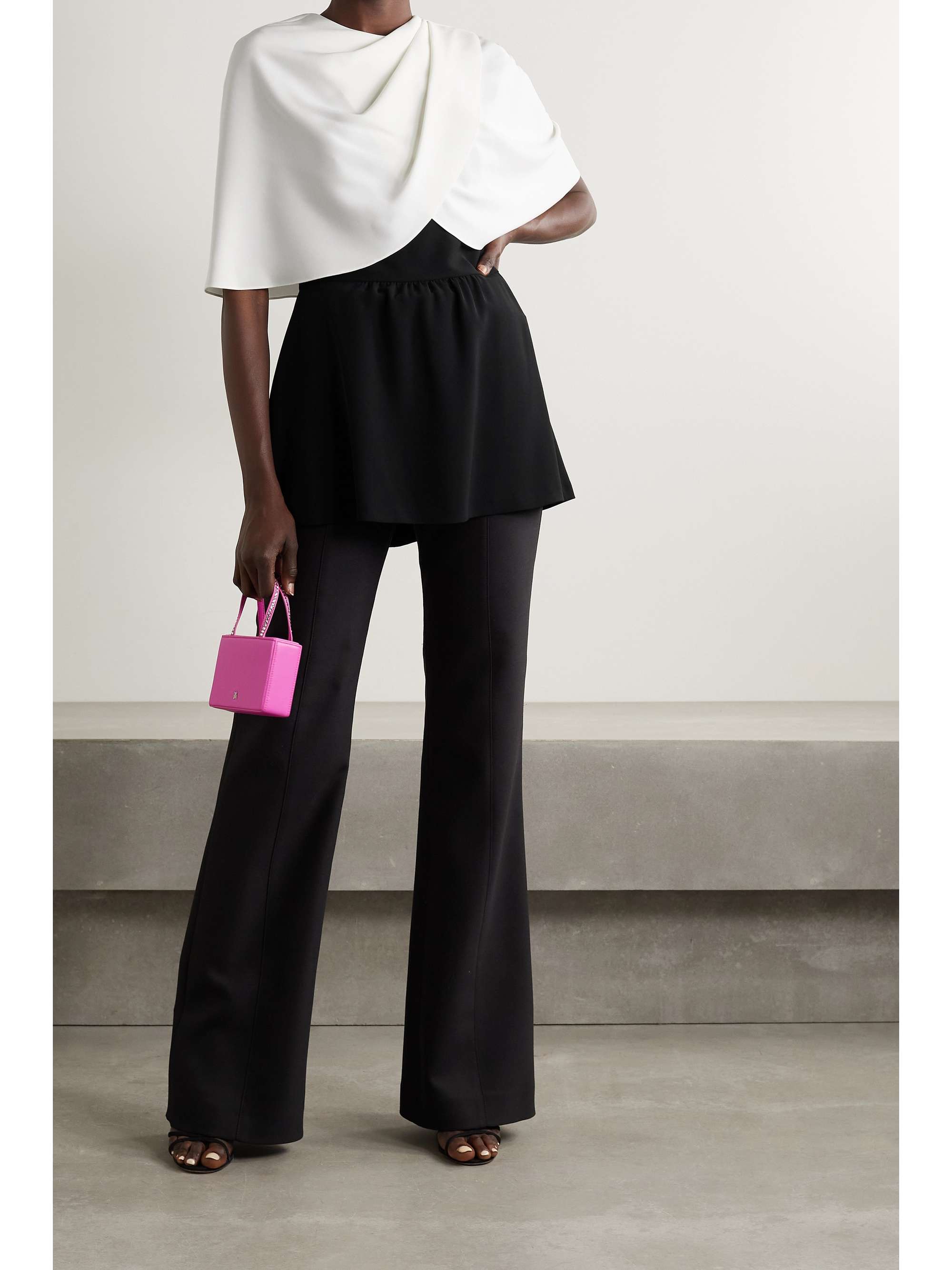 LELA ROSE Cape-effect two-tone crepe top