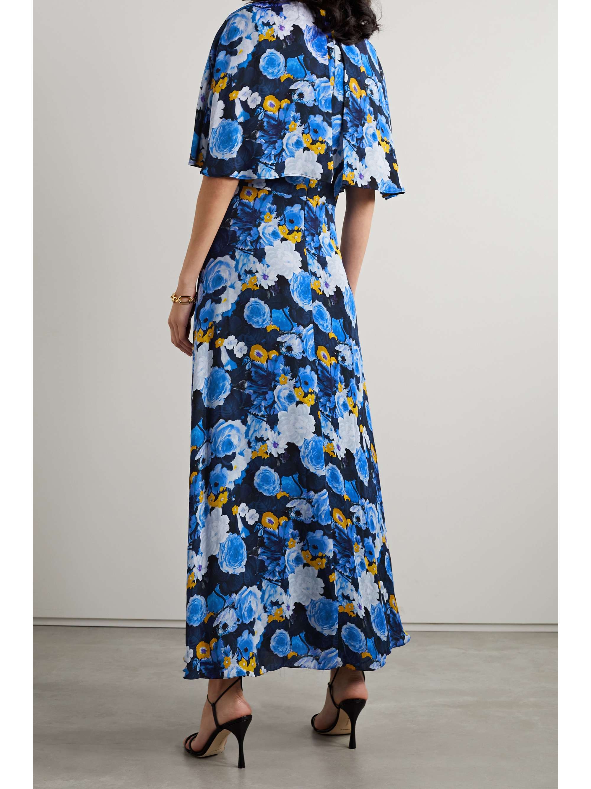 LELA ROSE Floral-print georgette midi dress