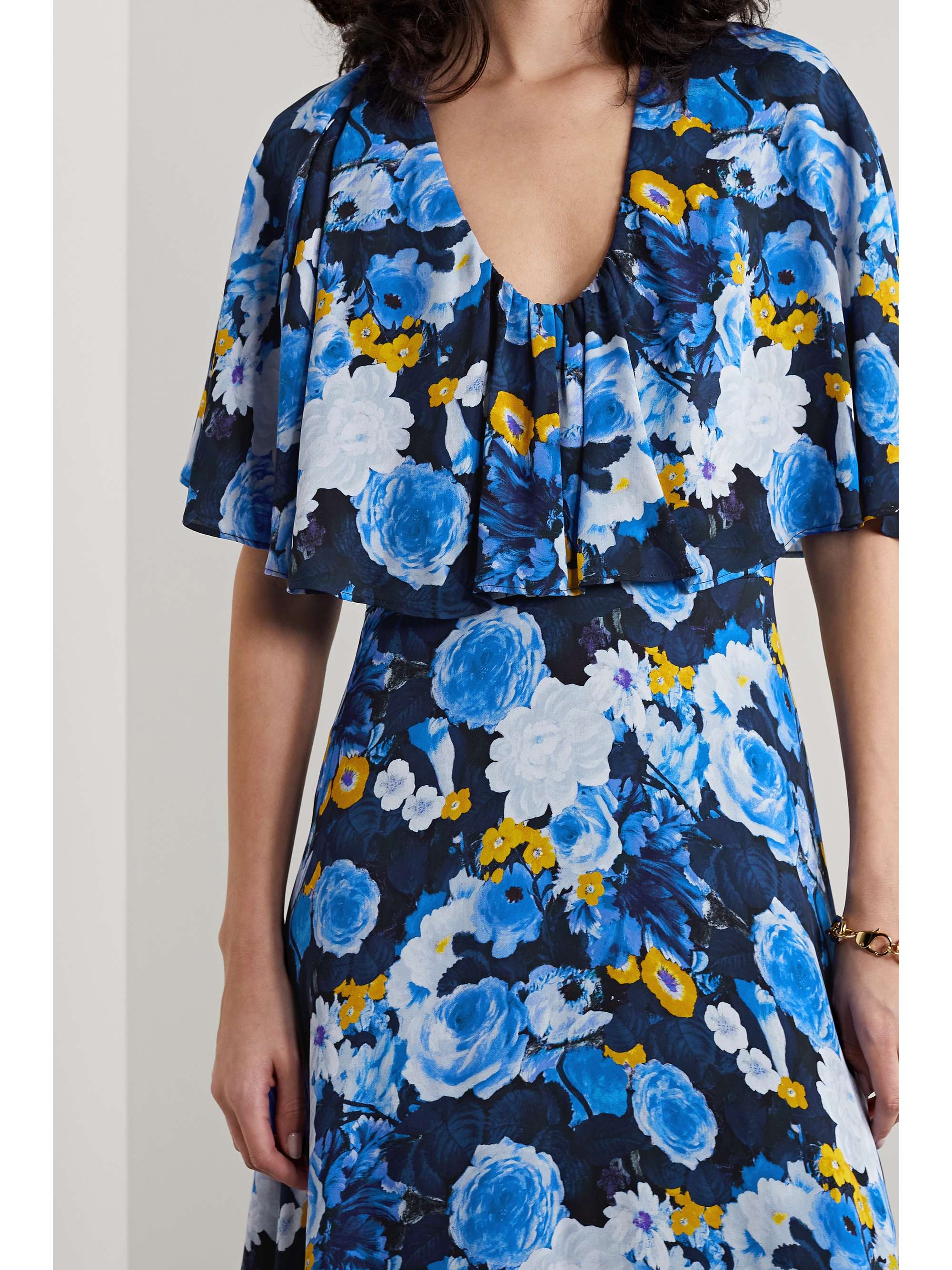 LELA ROSE Floral-print georgette midi dress