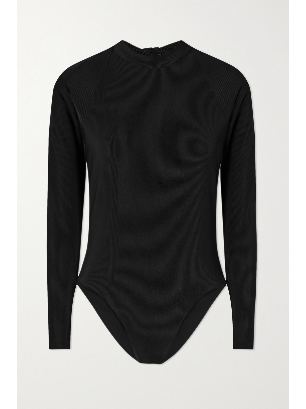 Abysse Billie Open-back Ribbed Stretch-repreve Swimsuit In Black