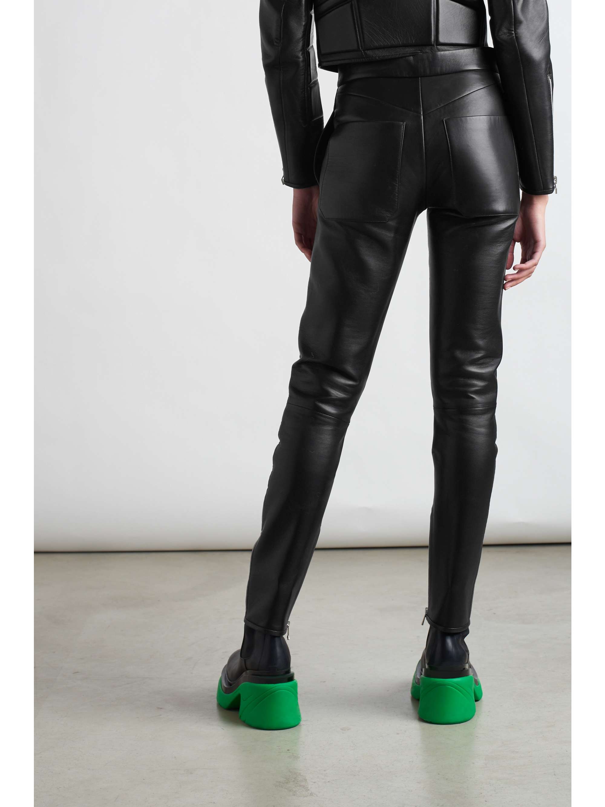 Black Leather skinny pants | BOTTEGA 