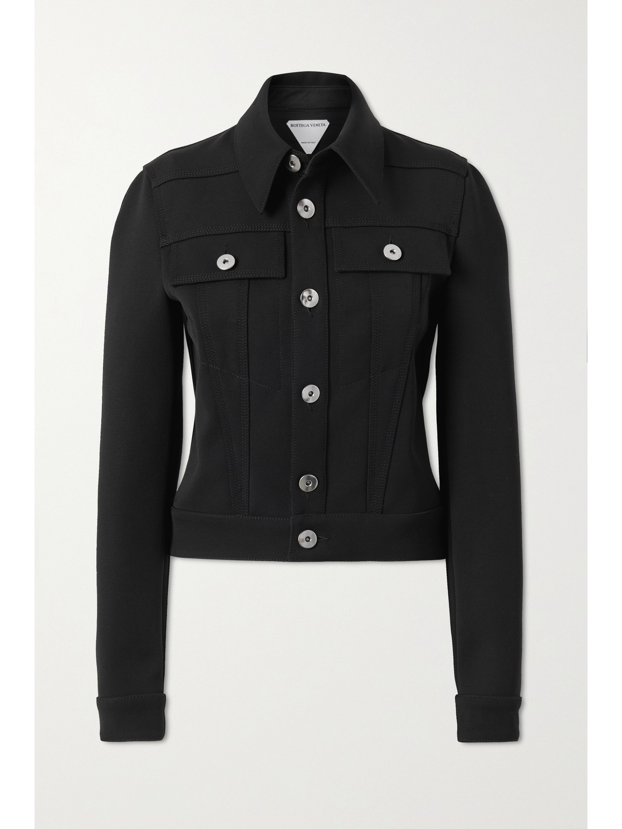 Bottega Veneta Double Cavalry Stretch Wool Jacket In Black
