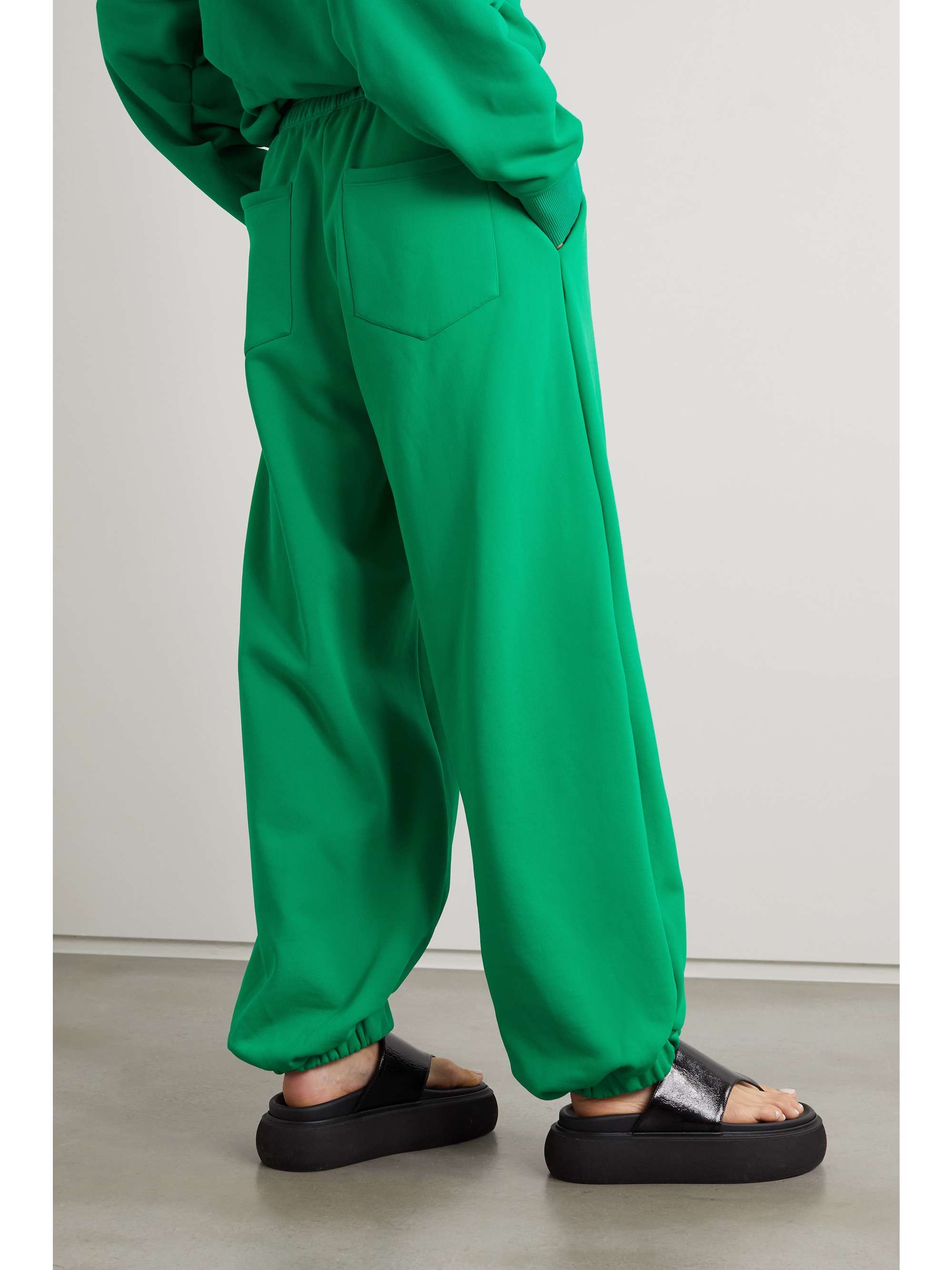 Green Logo-embossed cotton-blend jersey sweatpants | THE ATTICO | NET-A ...