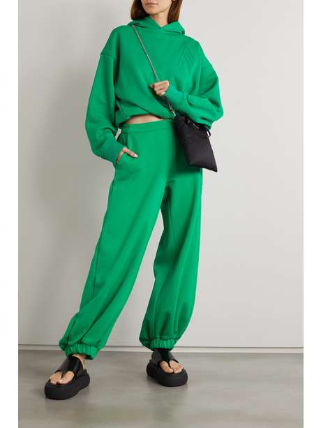 Green Logo-embossed cotton-blend jersey sweatpants | THE ATTICO | NET-A ...