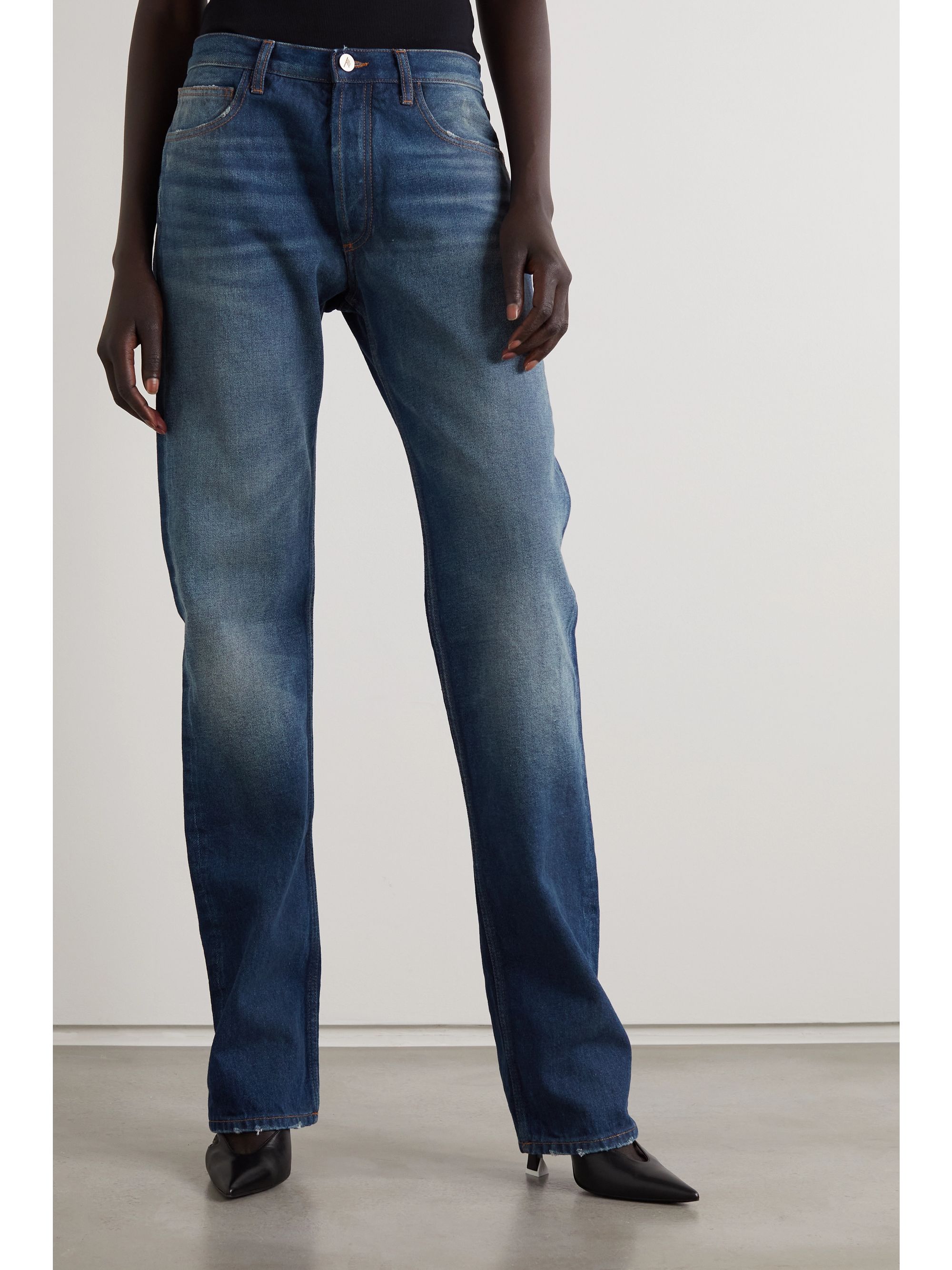 Indigo Distressed low-rise straight-leg jeans | THE ATTICO | NET-A-PORTER