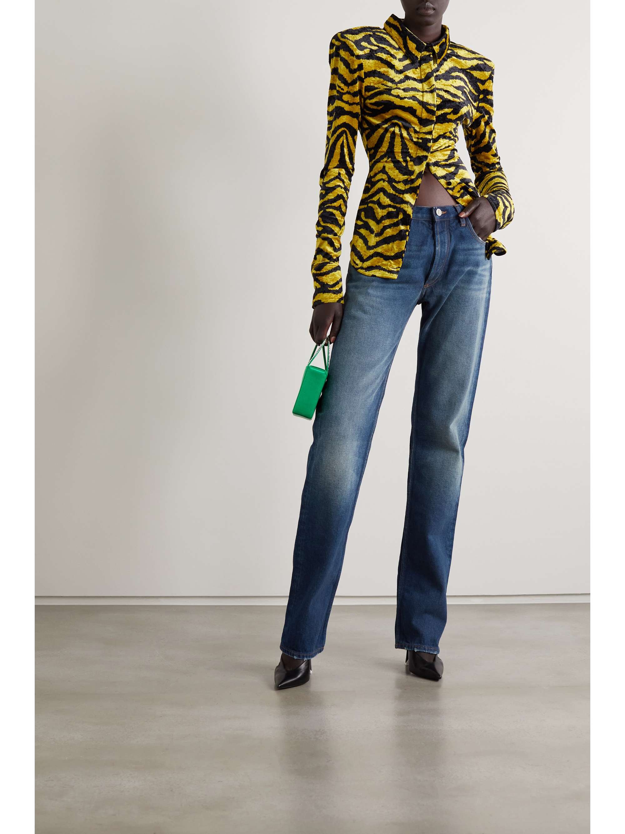 Indigo Distressed low-rise straight-leg 