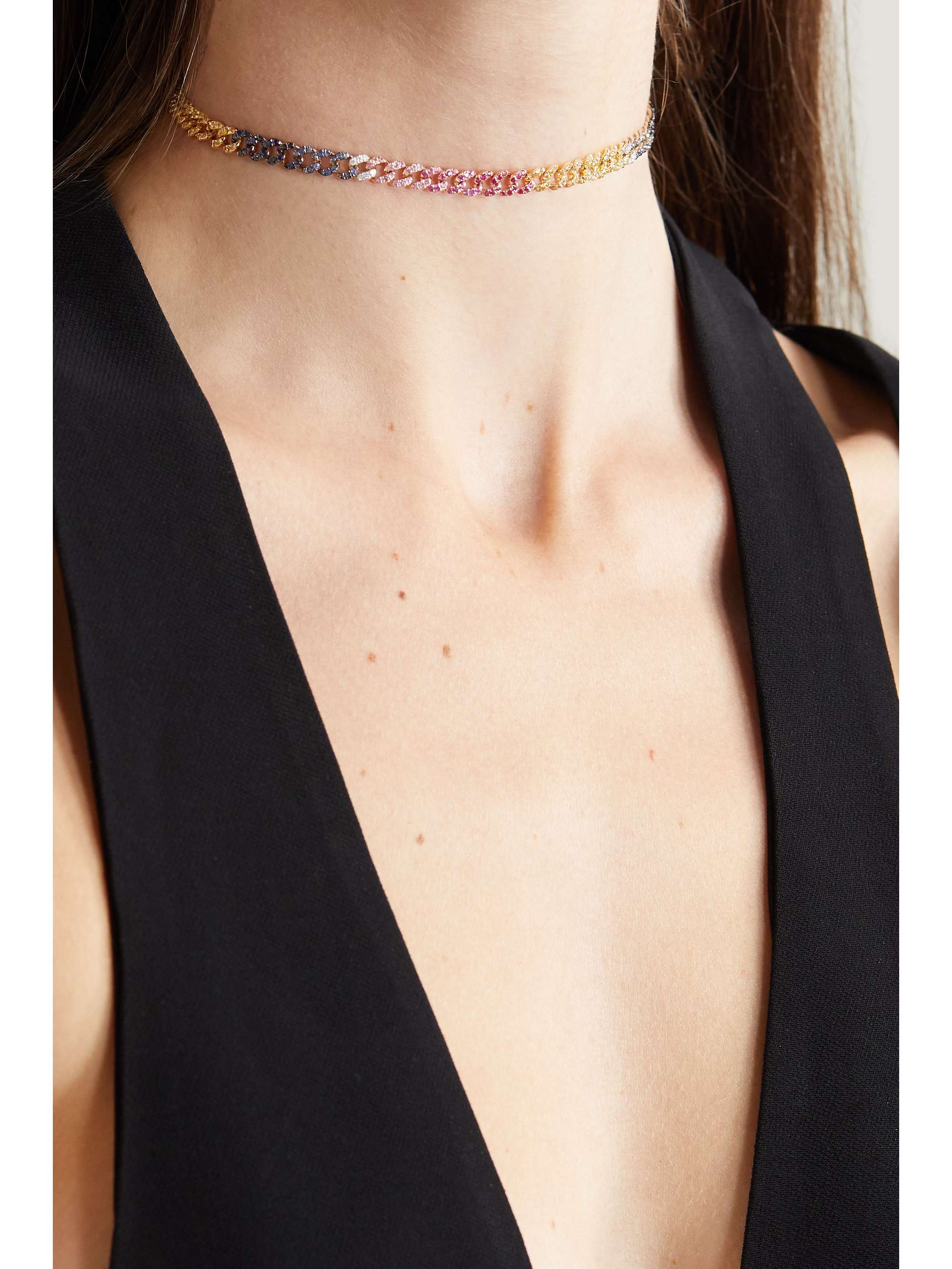 SHAY 18-karat white, yellow and rose gold multi-stone choker
