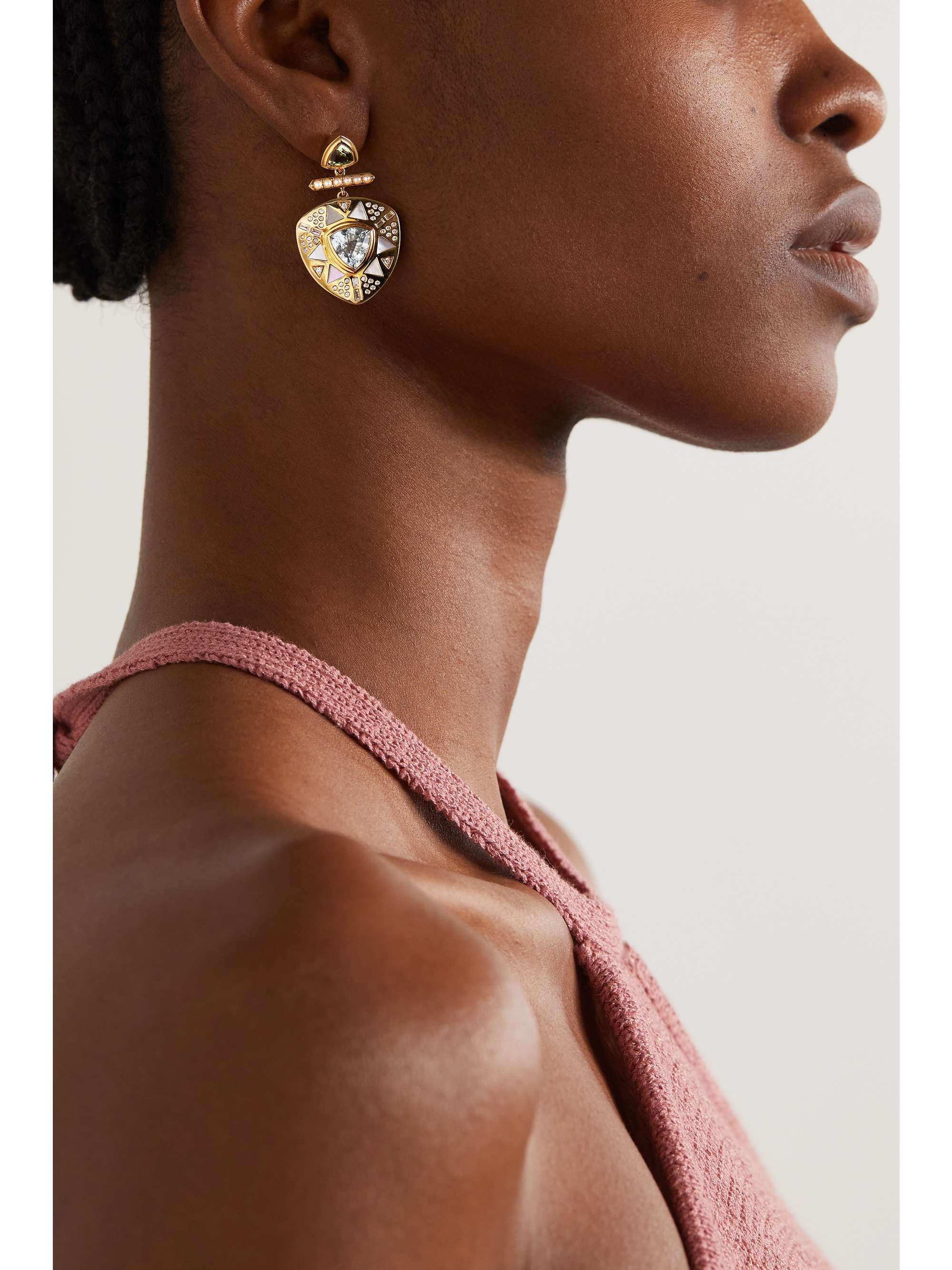 HARWELL GODFREY Princess Pearl's 18-karat gold multi-stone earrings