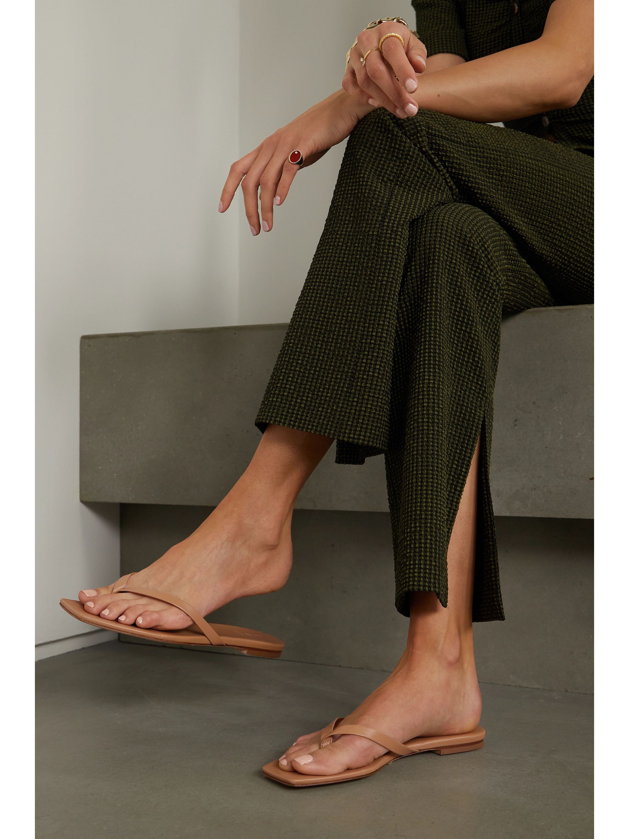 aeyde marina leather slides
