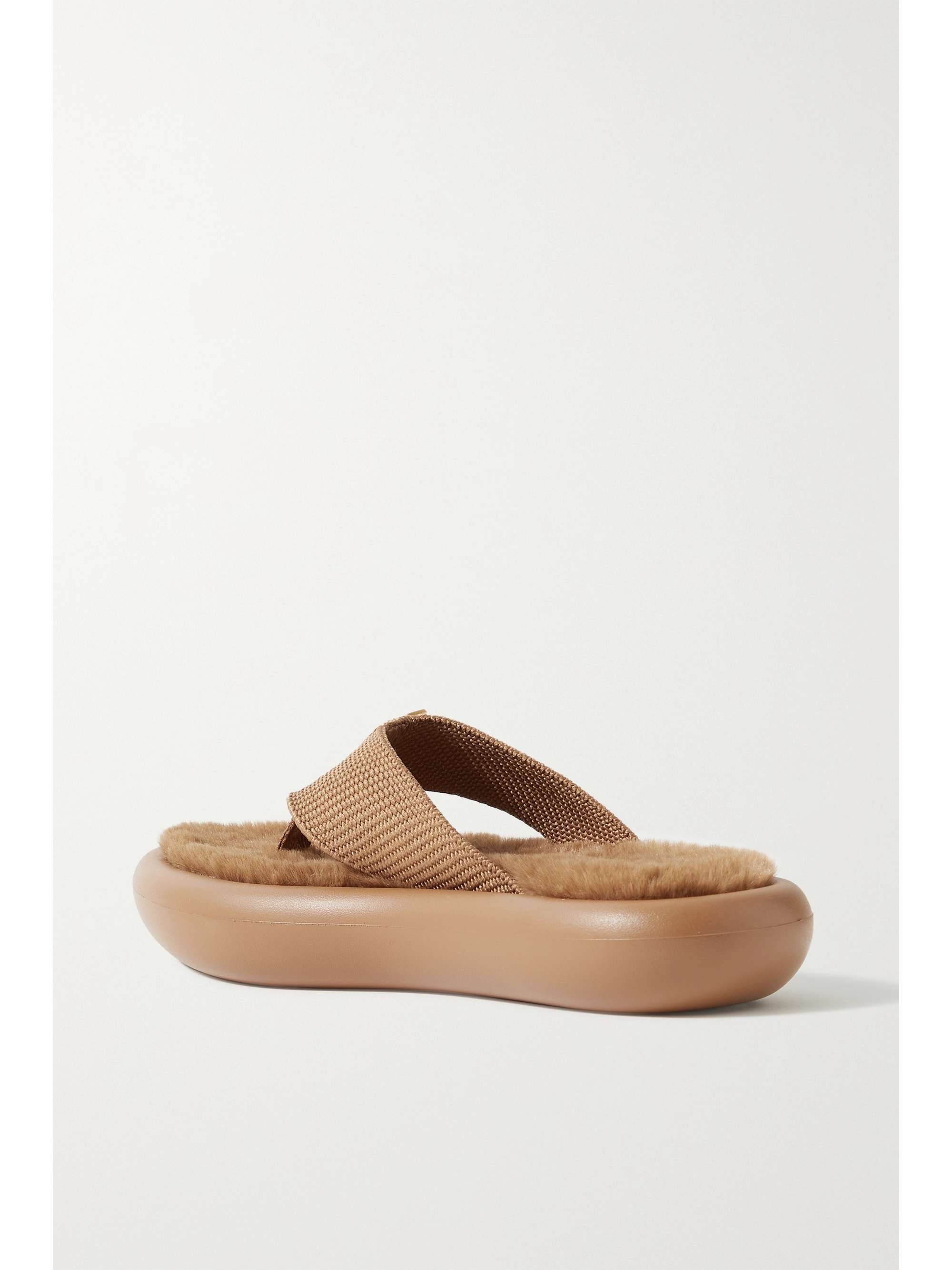 STELLA MCCARTNEY Air Slide faux fur-lined recycled canvas flip flops