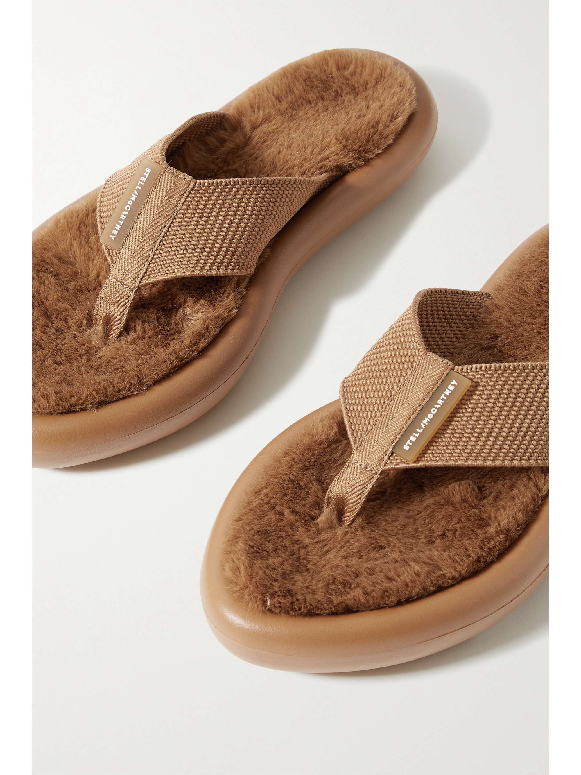 STELLA MCCARTNEY Air Slide faux fur-lined recycled canvas STELLA MCCARTNEY Air Slide faux fur-lined recycled canvas
