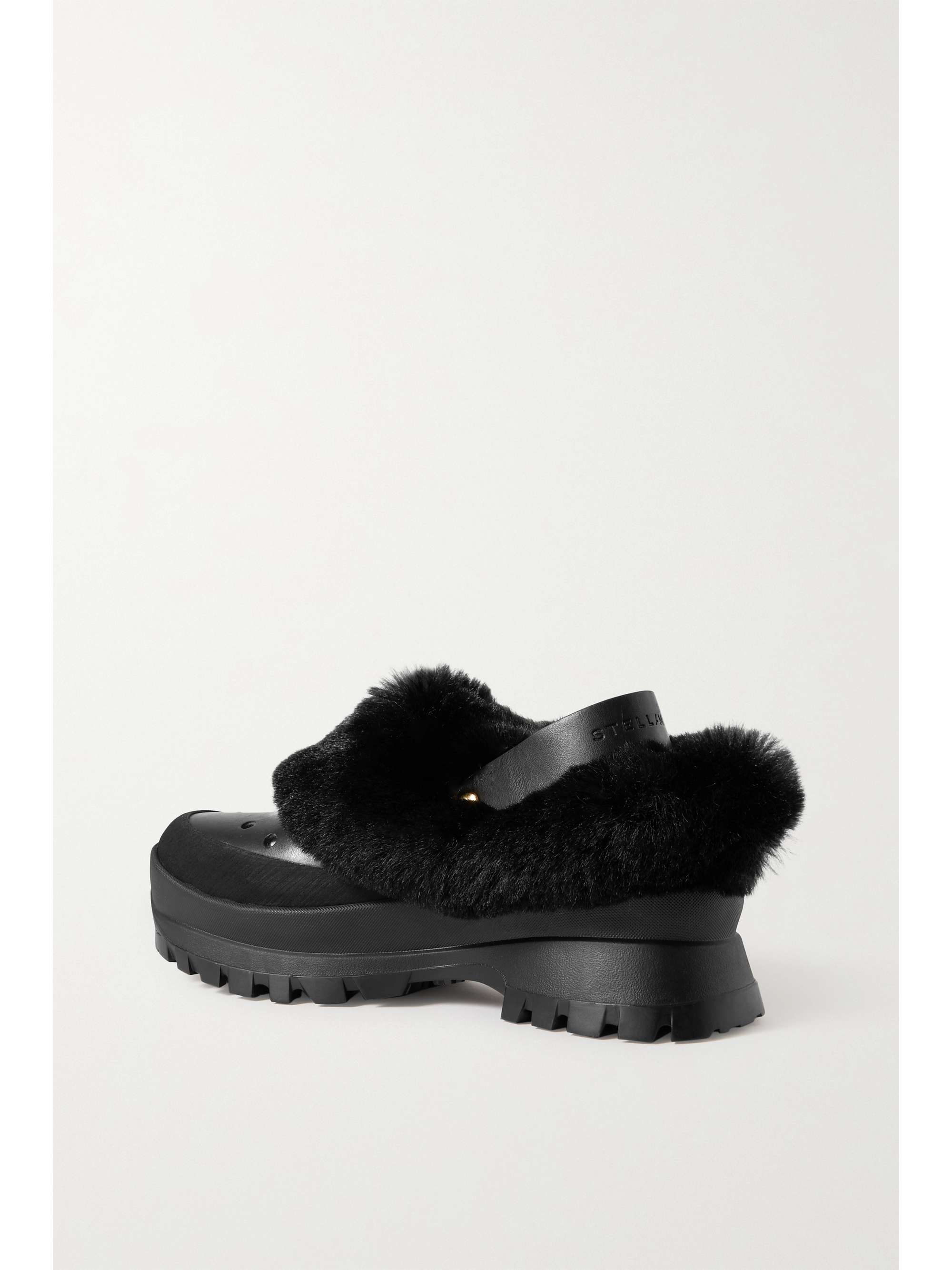 STELLA MCCARTNEY Trace faux fur, vegetarian leather and rubber clogs