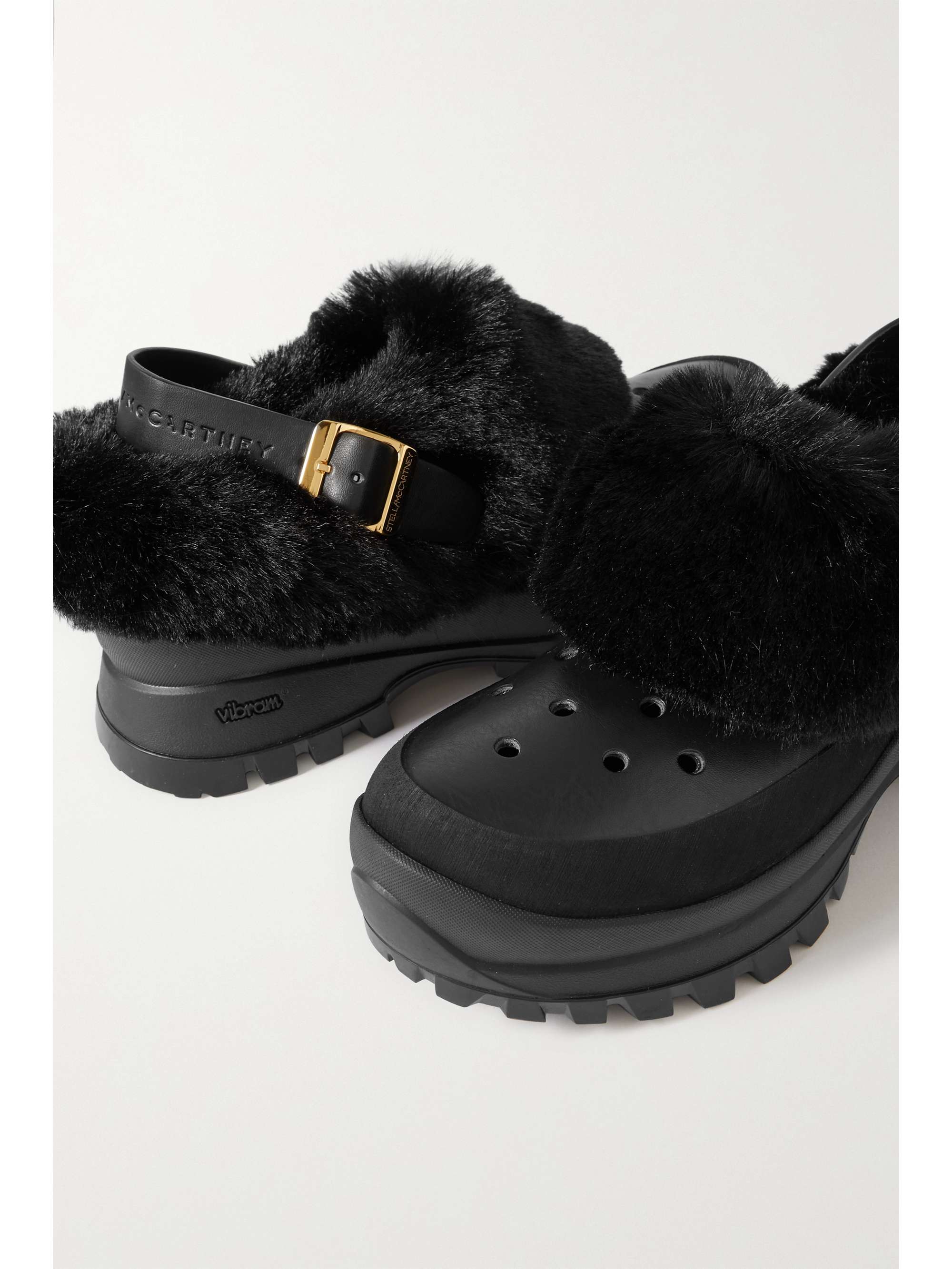STELLA MCCARTNEY Trace faux fur, vegetarian leather and rubber clogs