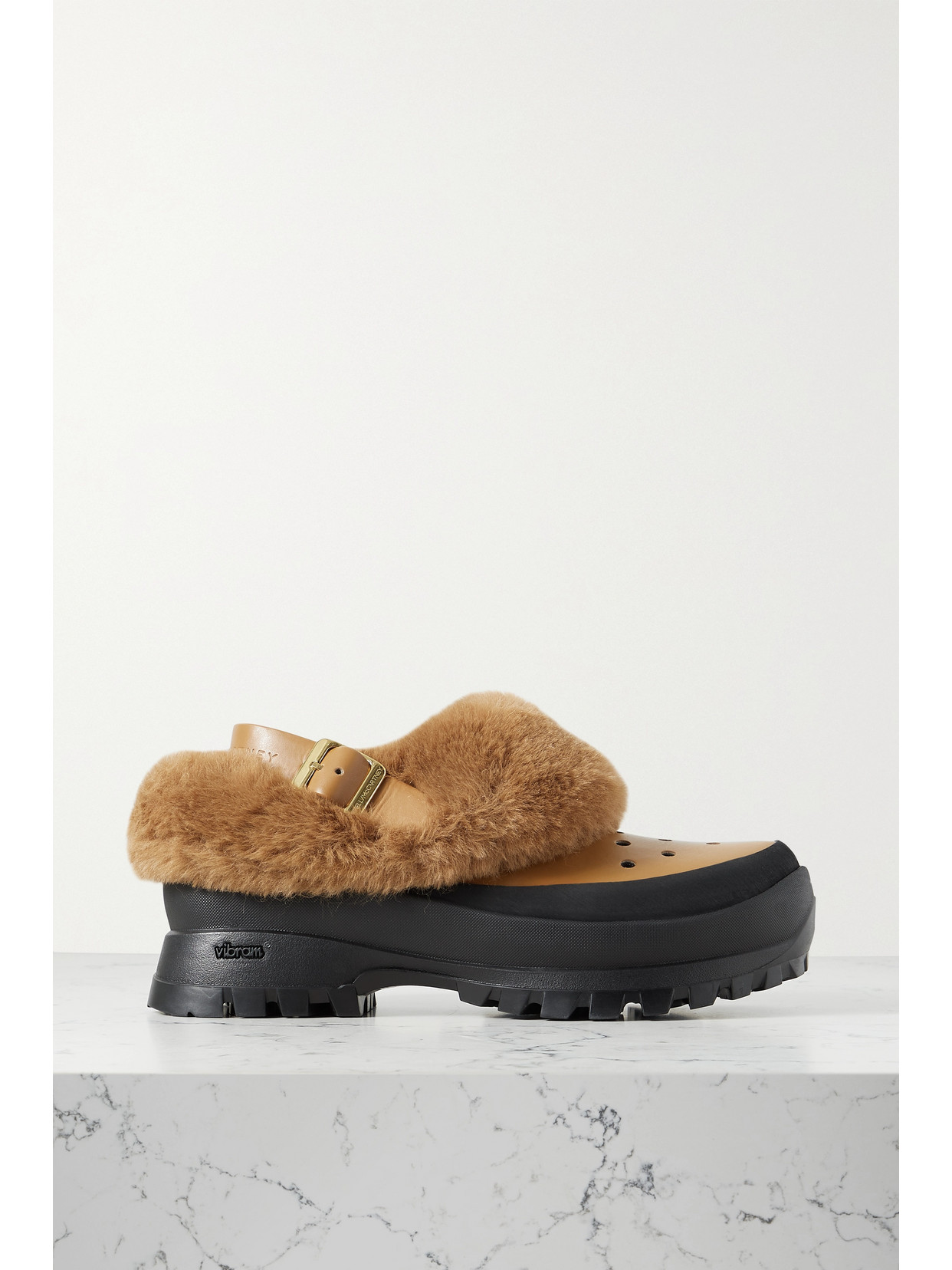 Trace Faux Fur, Vegetarian Leather And Rubber Clogs