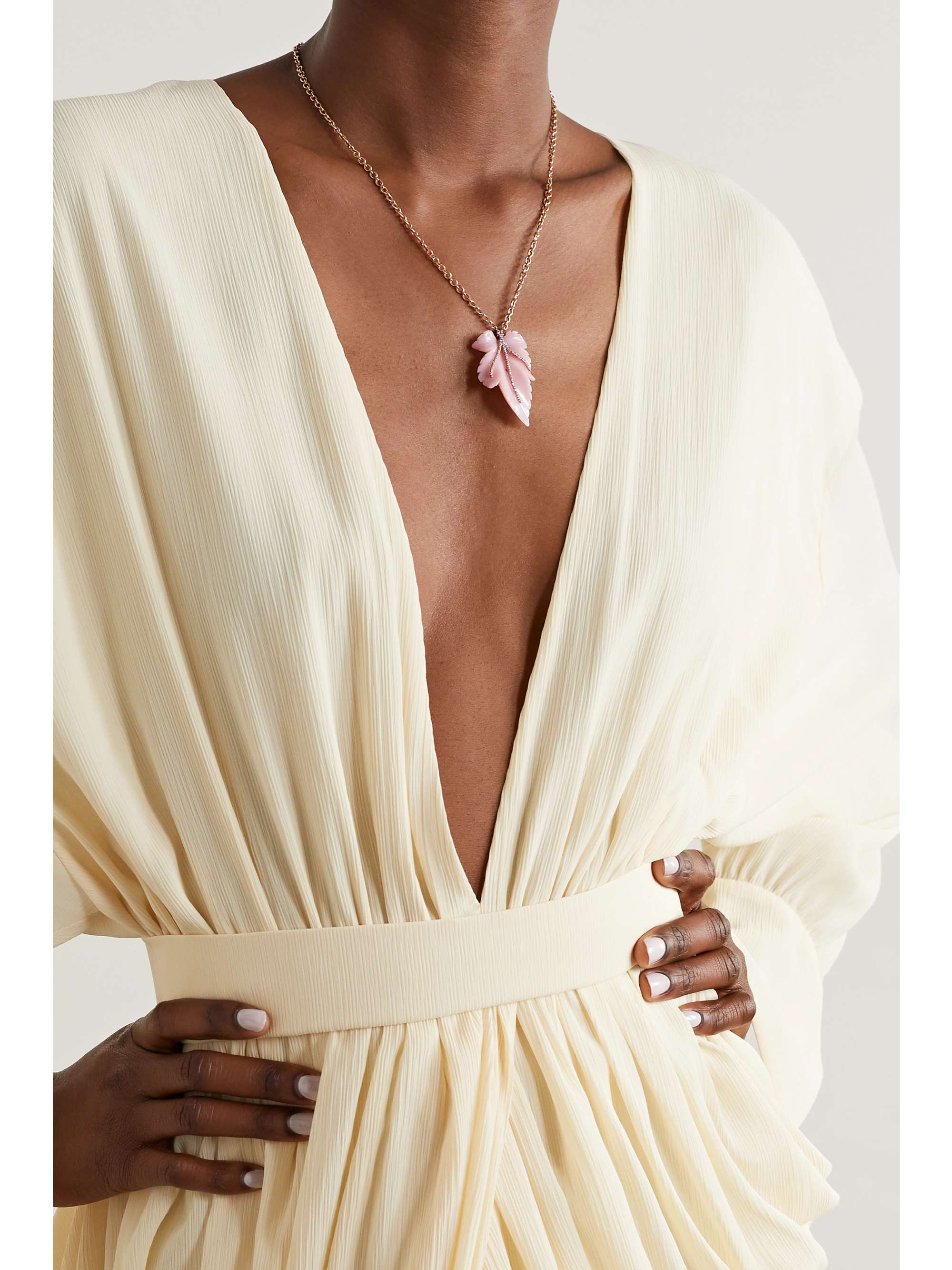 IRENE NEUWIRTH Botanical 18-karat rose and white gold, opal and diamond necklace