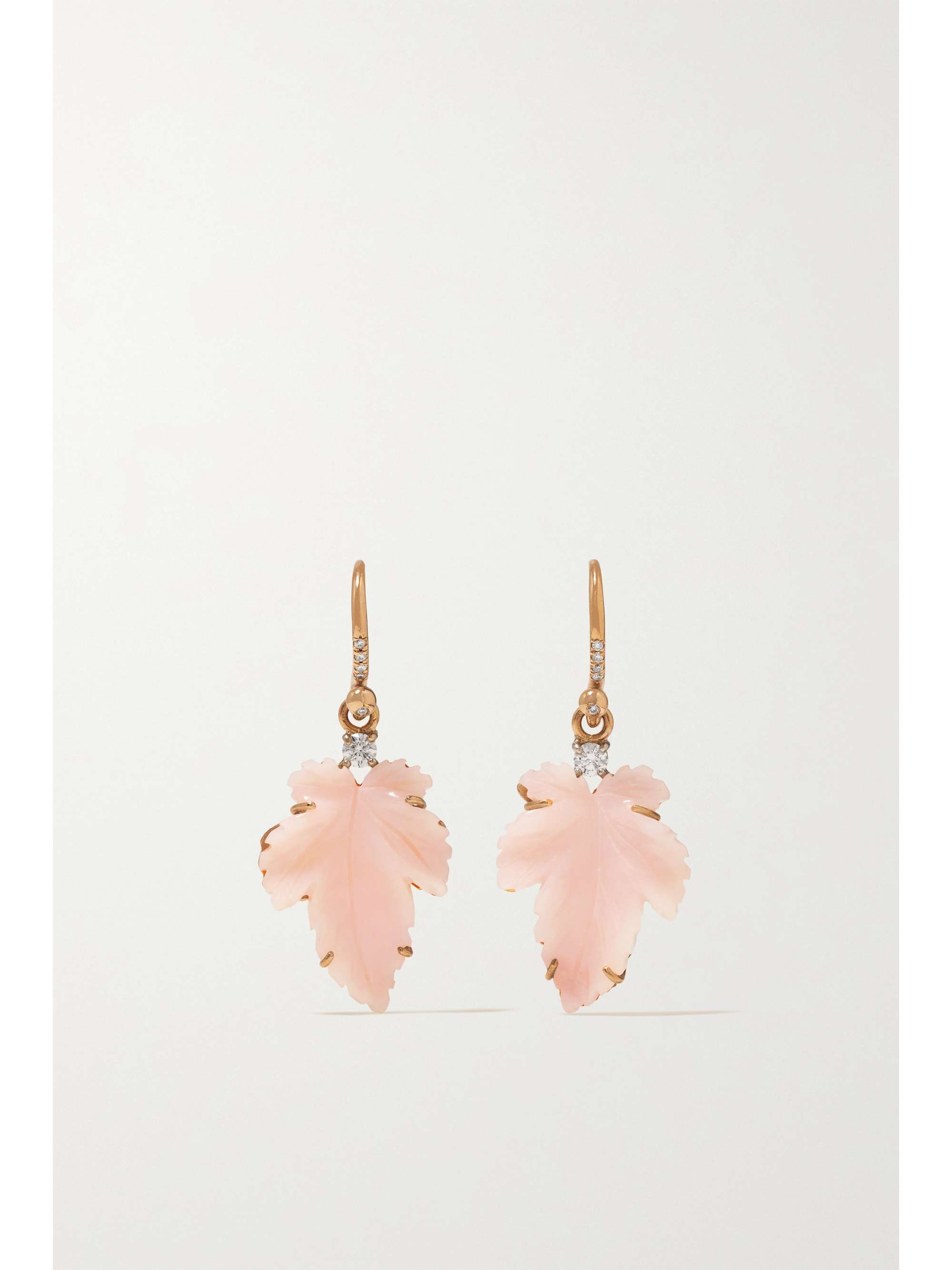 IRENE NEUWIRTH Botanical 18-karat rose and white gold, opal and diamond earrings